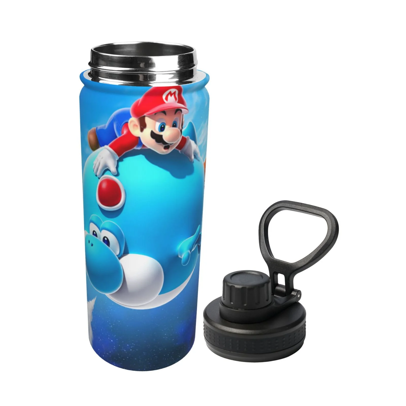 Game Super Mario Galaxy Unisex Sports Insulated Water Bottles Kettle Stainless Steel Portable Cup 18OZ For School Travel Gym Running
