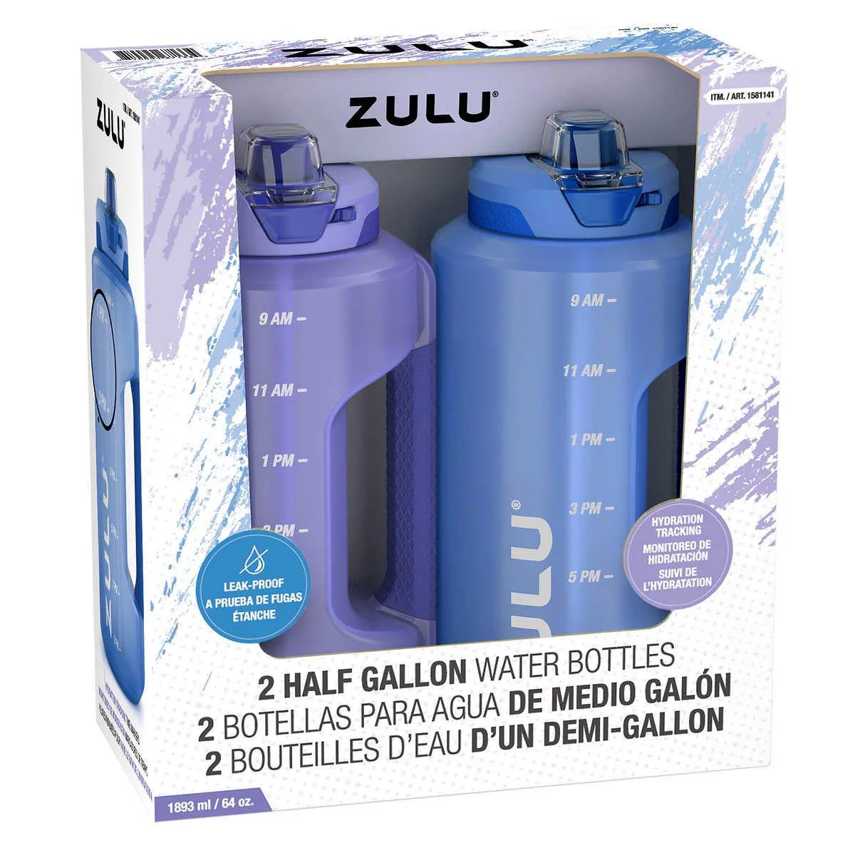 Zulu Goals 2 Half Gallon Water Bottles 1893 ml/64 oz.