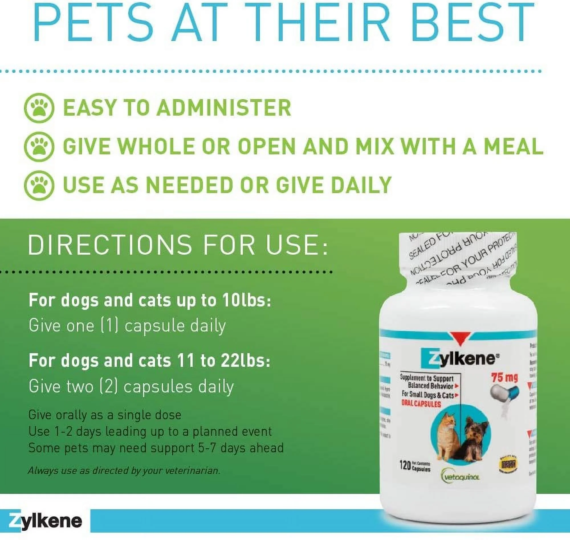 Zylkene Vetoquinol 75mg 120 Capsules