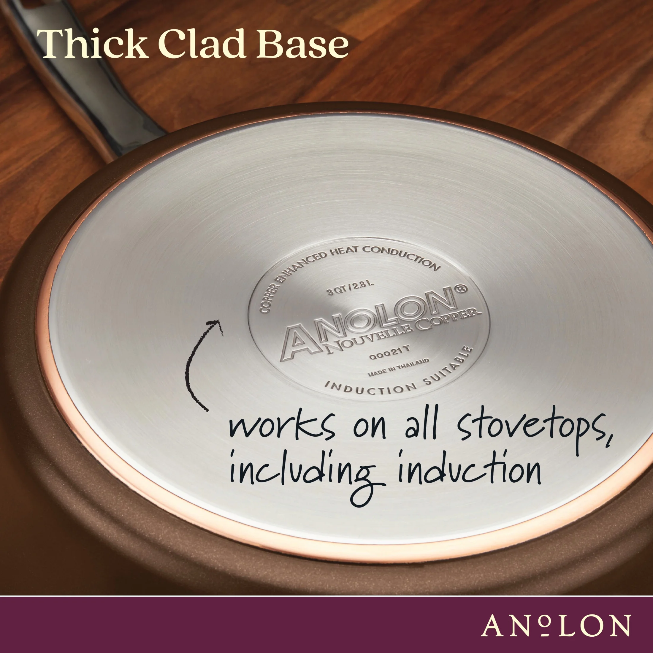 Anolon Nouvelle Copper Luxe Hard-Anodized Nonstick Frying Pan Set, 2-Piece, Sable