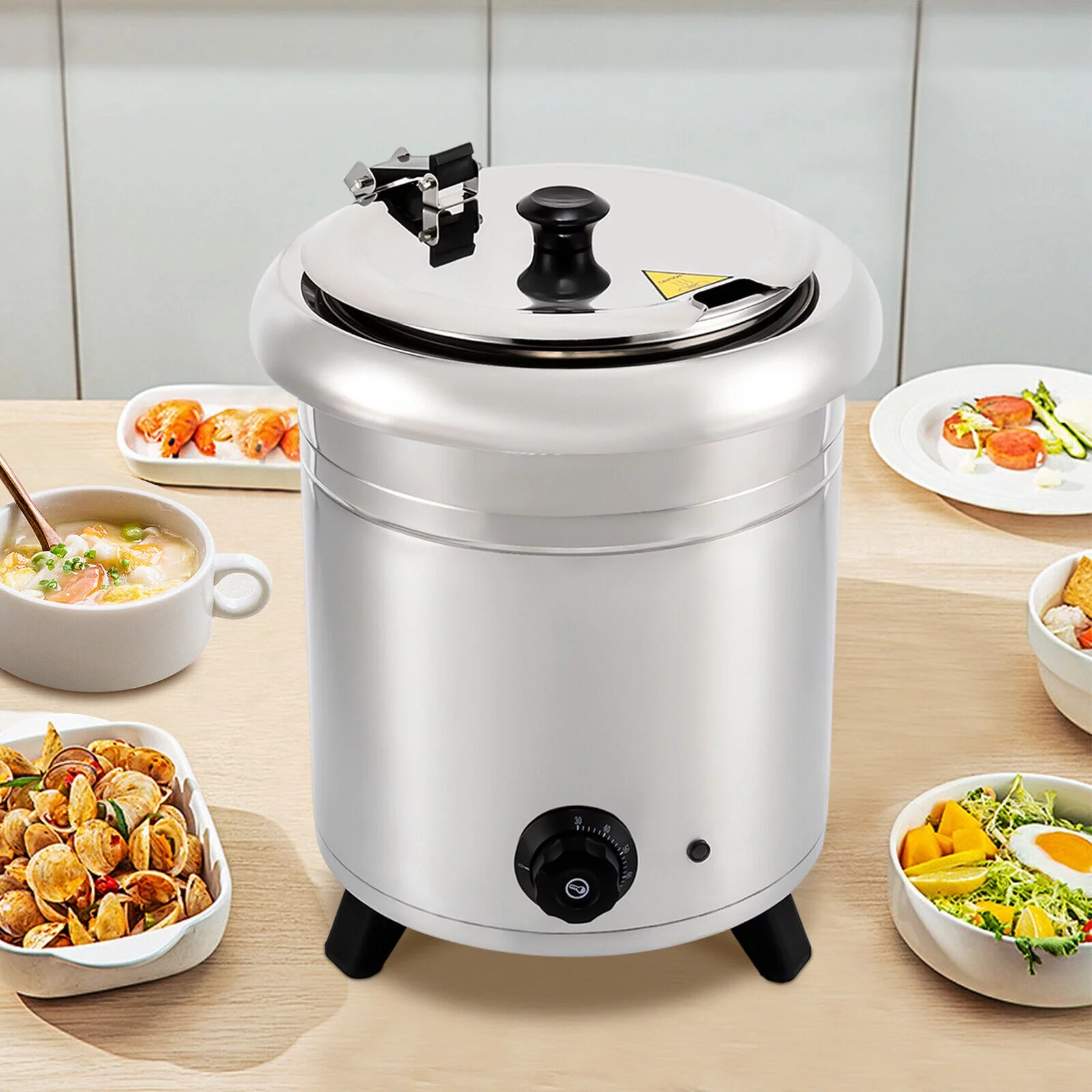 Miumaeov 10L/10.57Qt Electric Commercial Soup Kettle Stainless Steel Countertop Food Soup Warmer Pot for Home, Catering, Restaurants 400W 110V