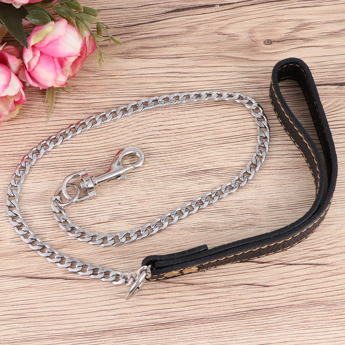 OUNONA Leash Dog Pet Chain Rope Walking Running Belt Metal Training Puppy Choke Collar Cat Traction
