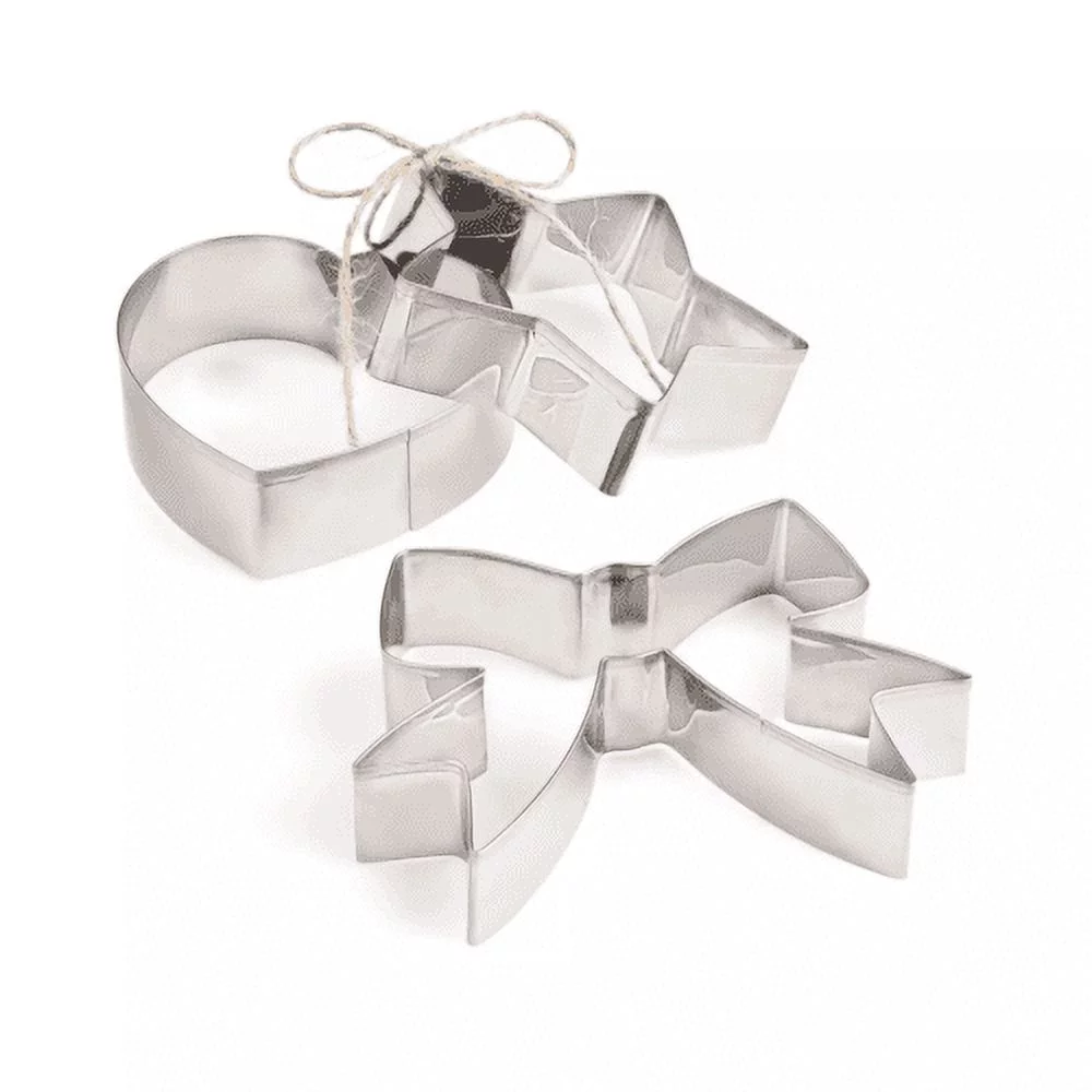 Martha Stewart Stainless Steel Heart, Bow Ribbon & Star Cookie Cutters Set Of 3
