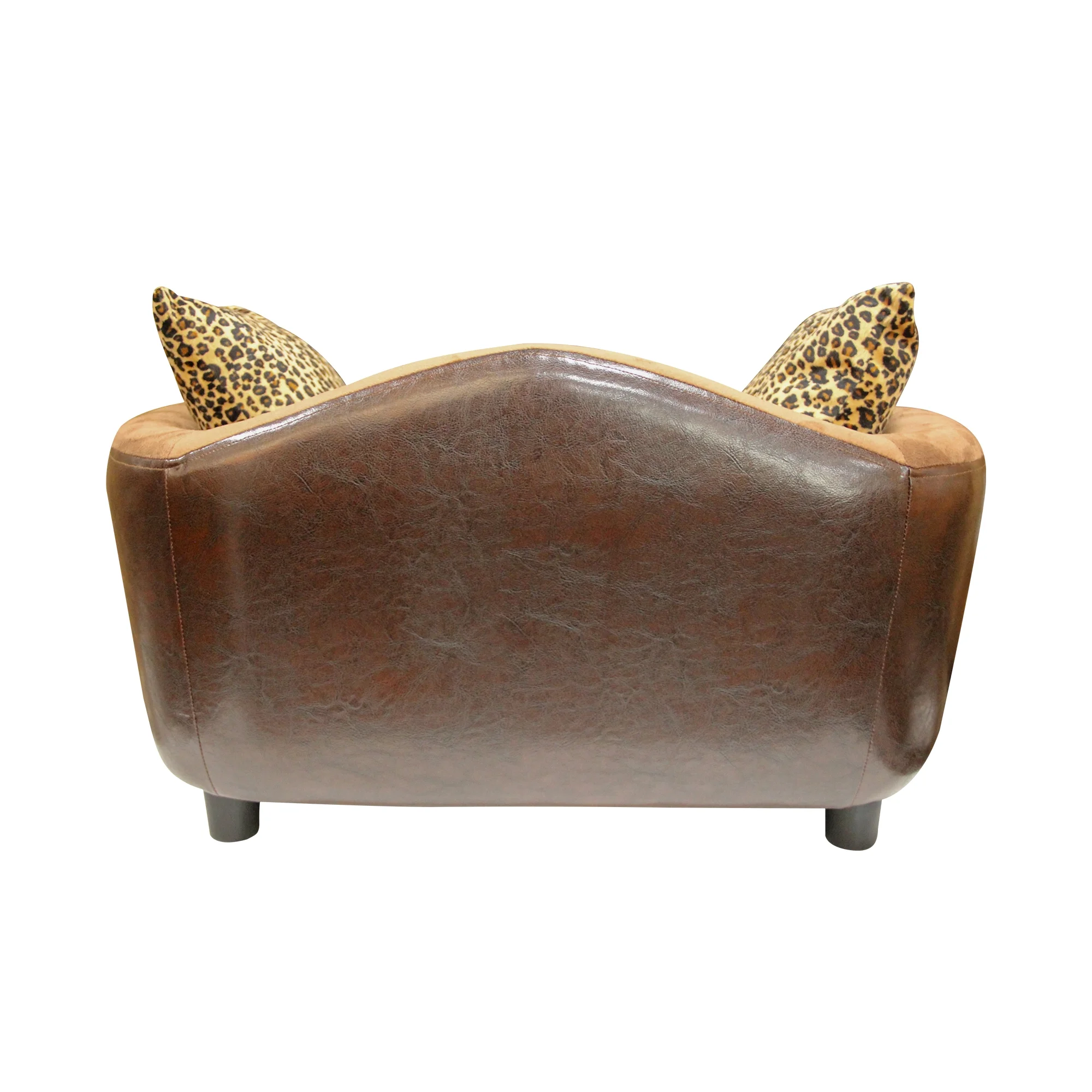 DAWNYIELD Fluffly Deluxe Pet Bed Sofa Chocolate Leopard grain, Small