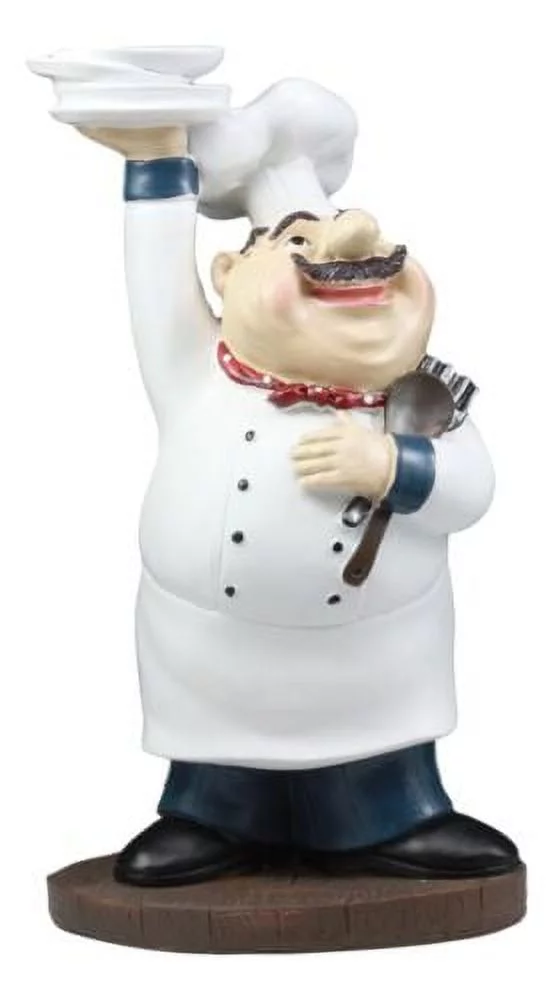 Ebros Master Chef Rubio Italian Bistro Holding Plates Utensils Kitchen Decor Figurine Statue