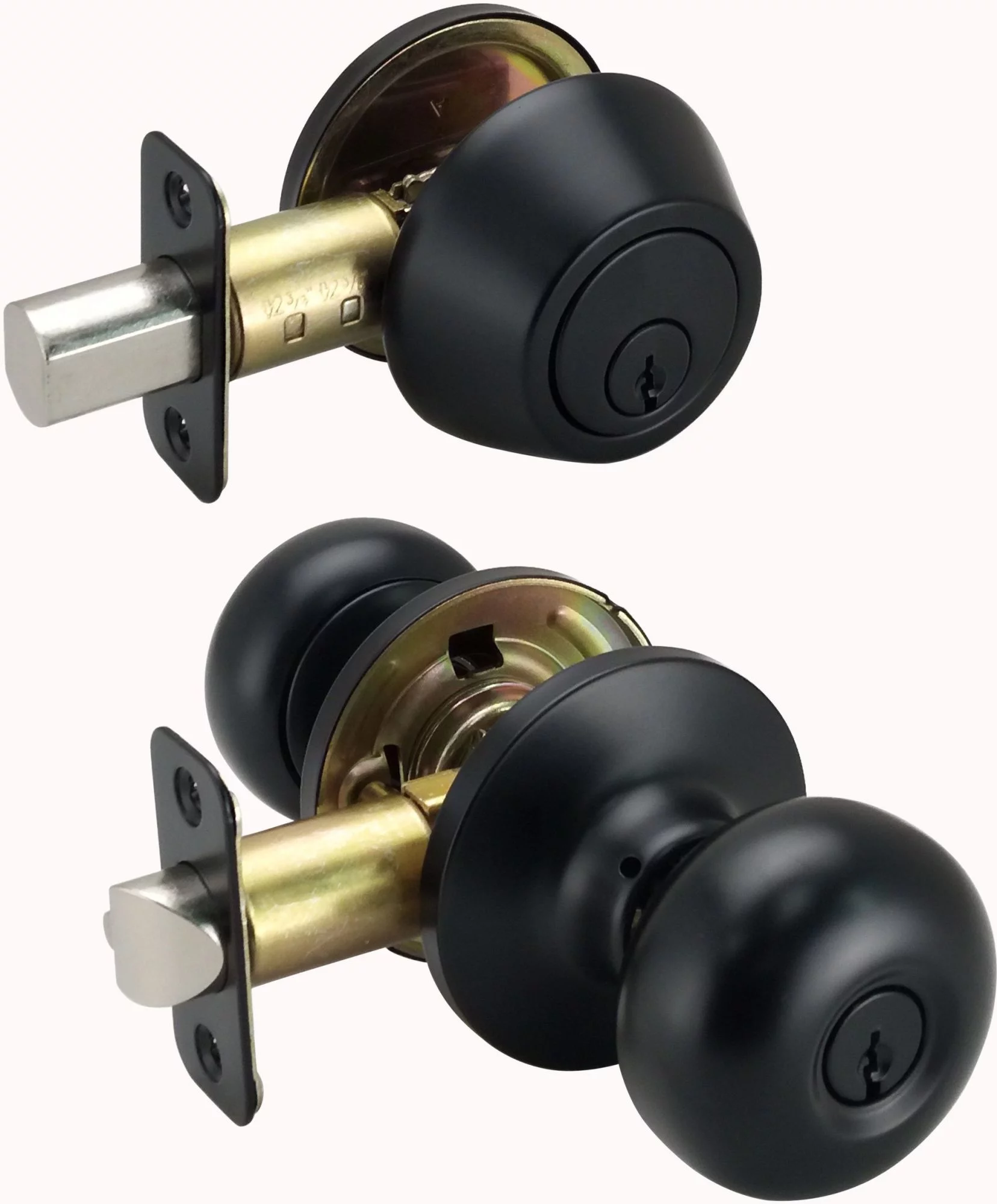 Miseno Mlk2030 Porter Flat Ball Single Cylinder Keyed Entry Door Knob Set - Black
