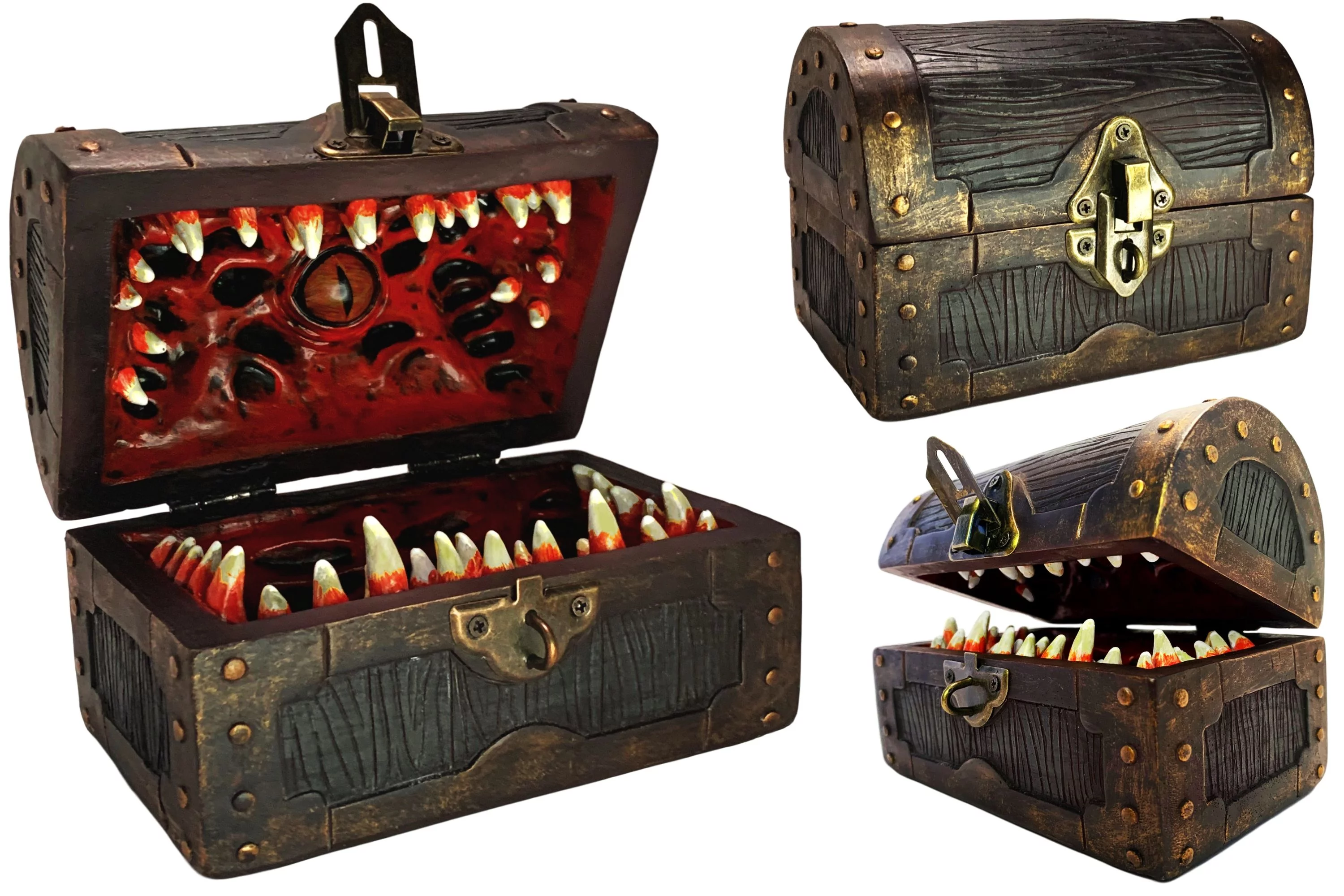 Conjurer Co Mimic Chest Dice Storage Box | DnD Lockable Vault | Gift for Dungeons & Dragons Players, Dungeon Master/DM or RPG Gaming | D & D Holder Case | Holds 4 Sets of Polyhedral Dice or 28 Die