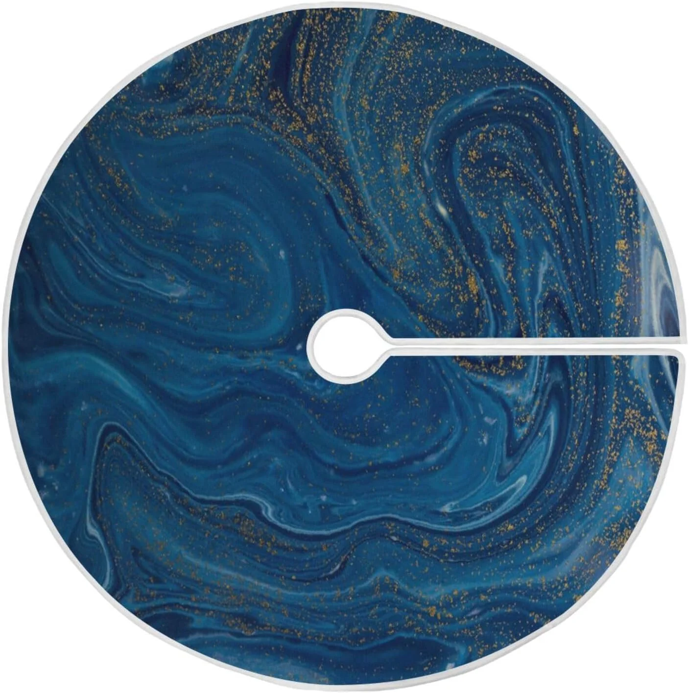 GZHJMY Christmas Tree Skirt 47.2 in Family Holiday Office Christmas Tree Decor New Year Party Country Easter Independence Day-Blue Marble Pattern