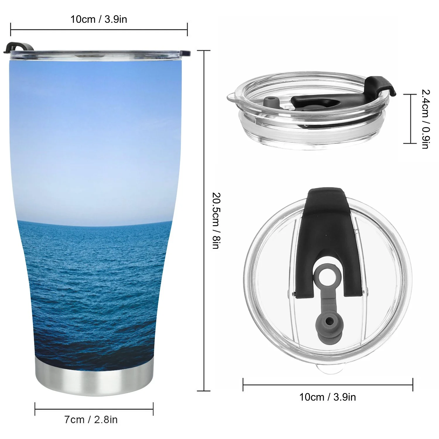 Hidove Stainless Steel Tumbler, Sea Ocean and Blue Sky 30oz Leak Proof & Stainless Steel Bottle for Hot & Cold Drinks - Coffee Travel Mug, Water Metal Canteen, Thermal Cup