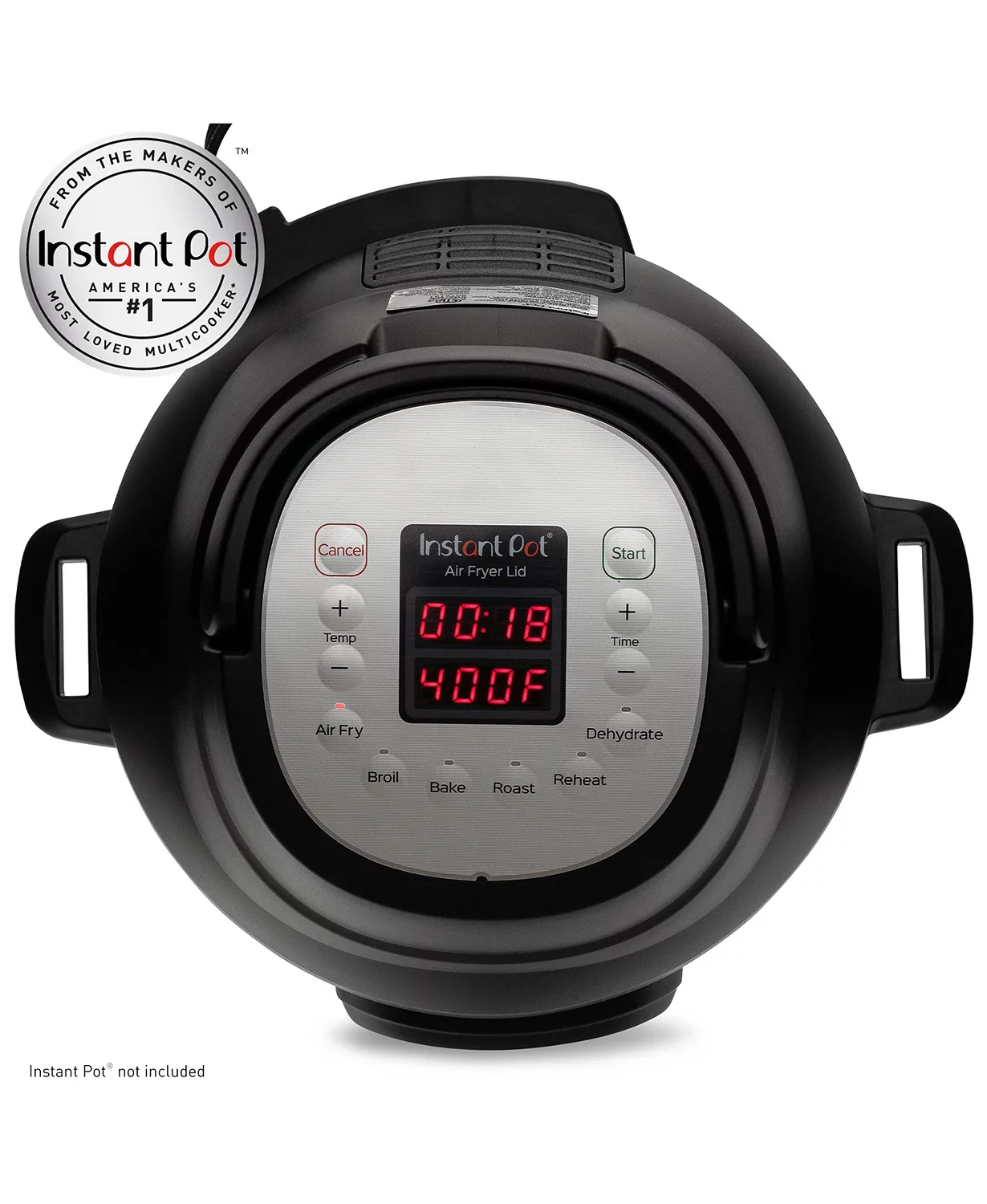 Instant Pot, 6-Quart Air Fryer Lid,​ Electric Pressure Cooker or Slow Cooker Accessory with Roast, Bake, Crisp, Fry, Broil, Reheat, Dehydrate Functionality