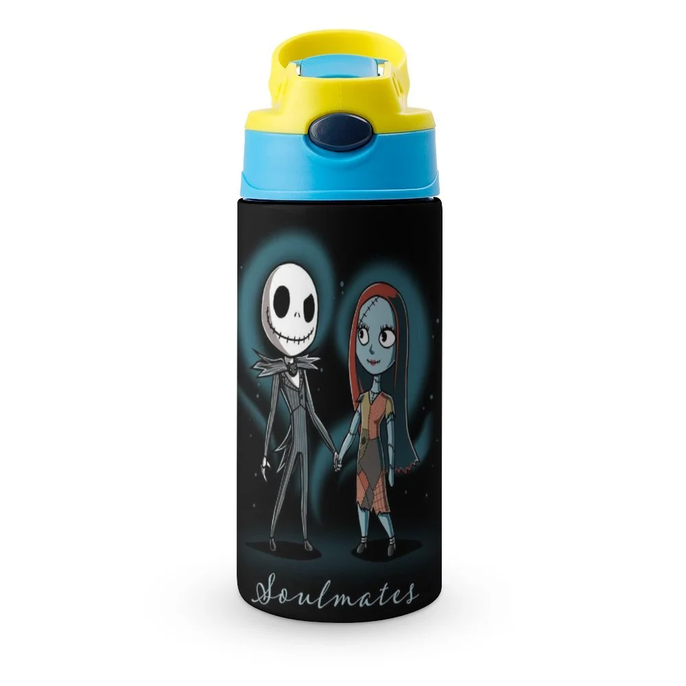 Animation The Nightmare Before Christmas Kid's Insulated Water Bottle With Straw Vacuum Stainless Steel Cup Leak-Proof Children Toddler Thermoses