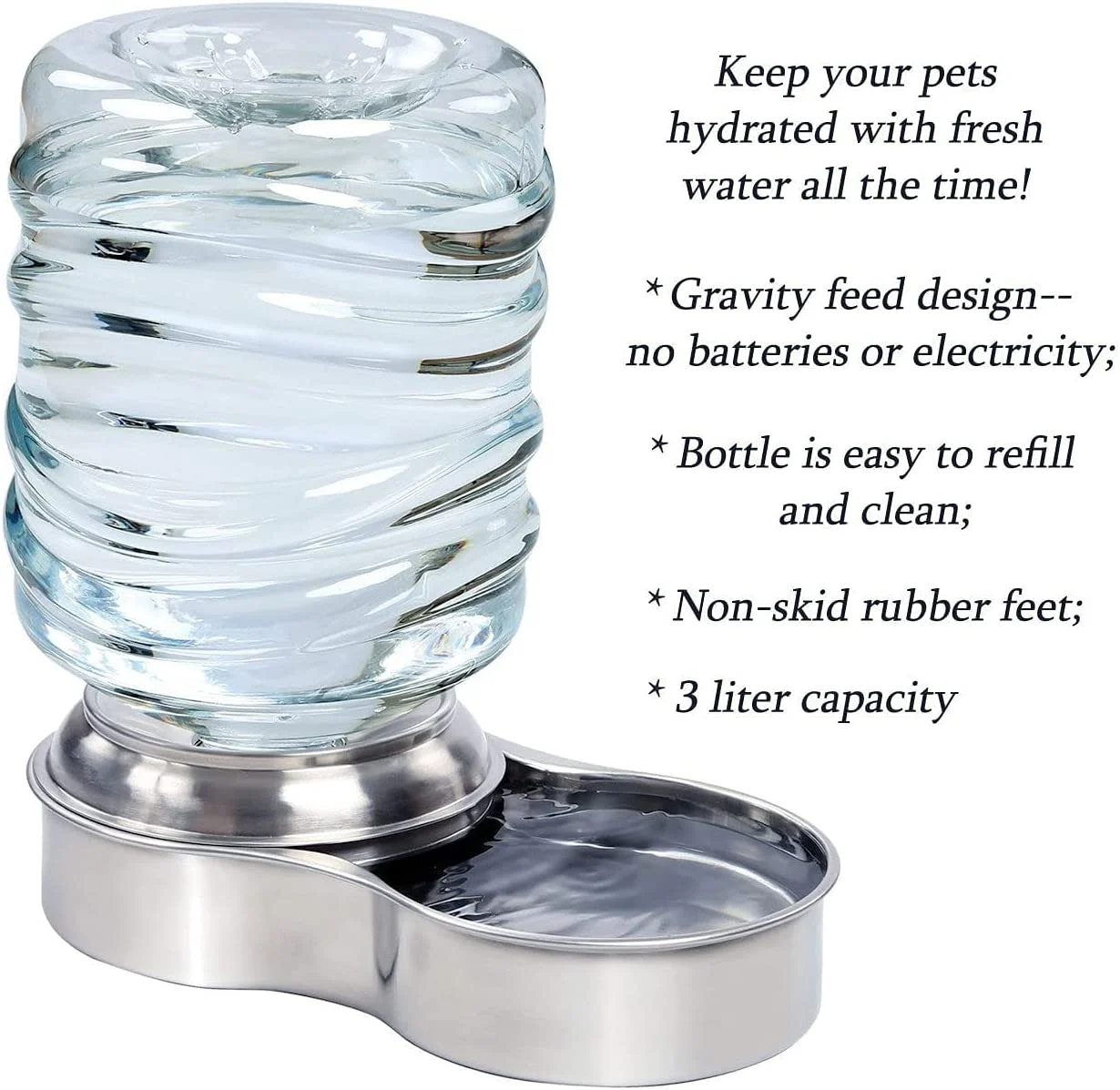 ETNA Products Dog and Cat Water Fountain, Stainless Steel, 1 Gallon