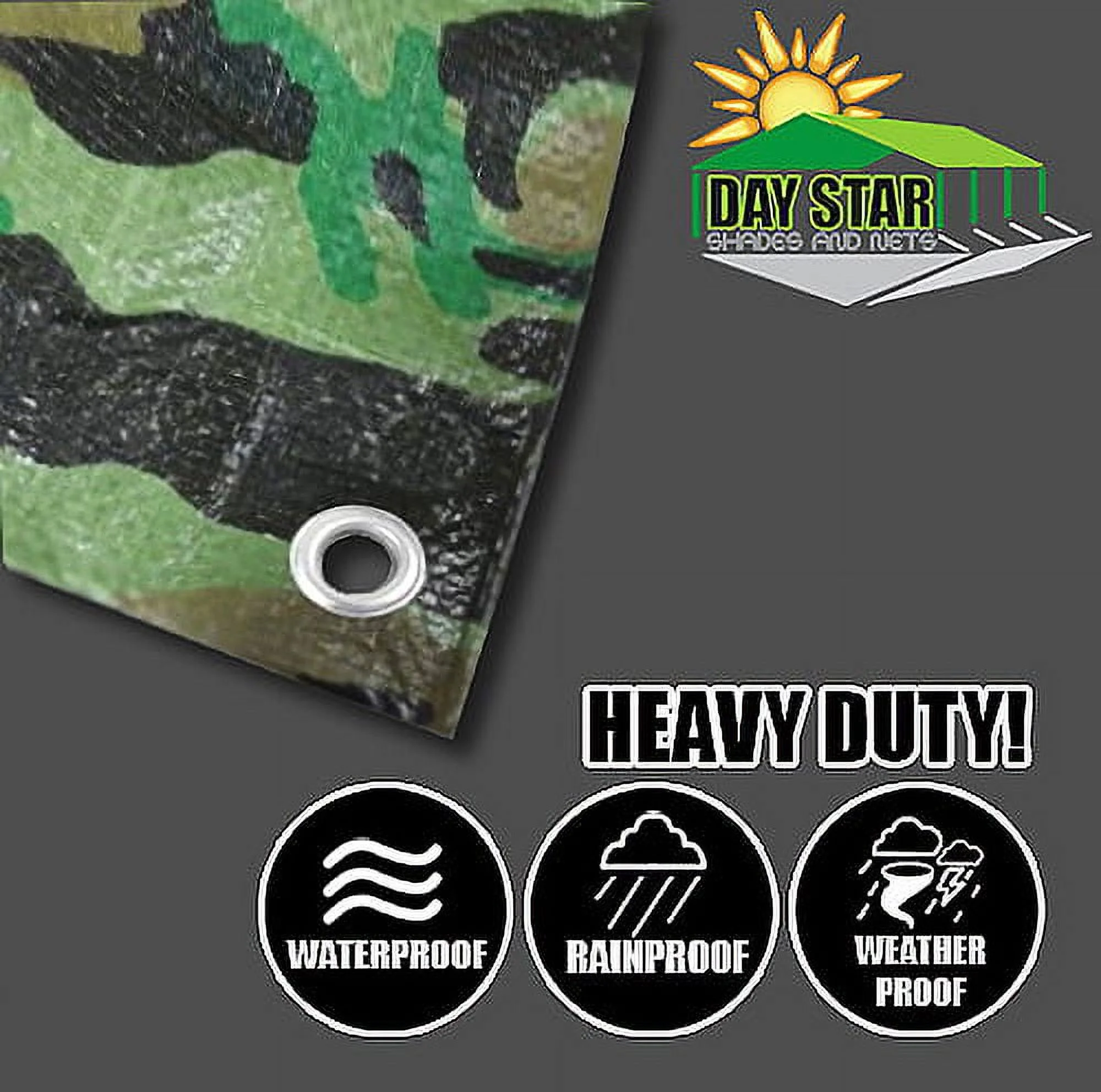 6' X 8' Jungle Green Camouflage Poly Tarp 8 Mil (Finished Size 5'.6 X 7'.6)