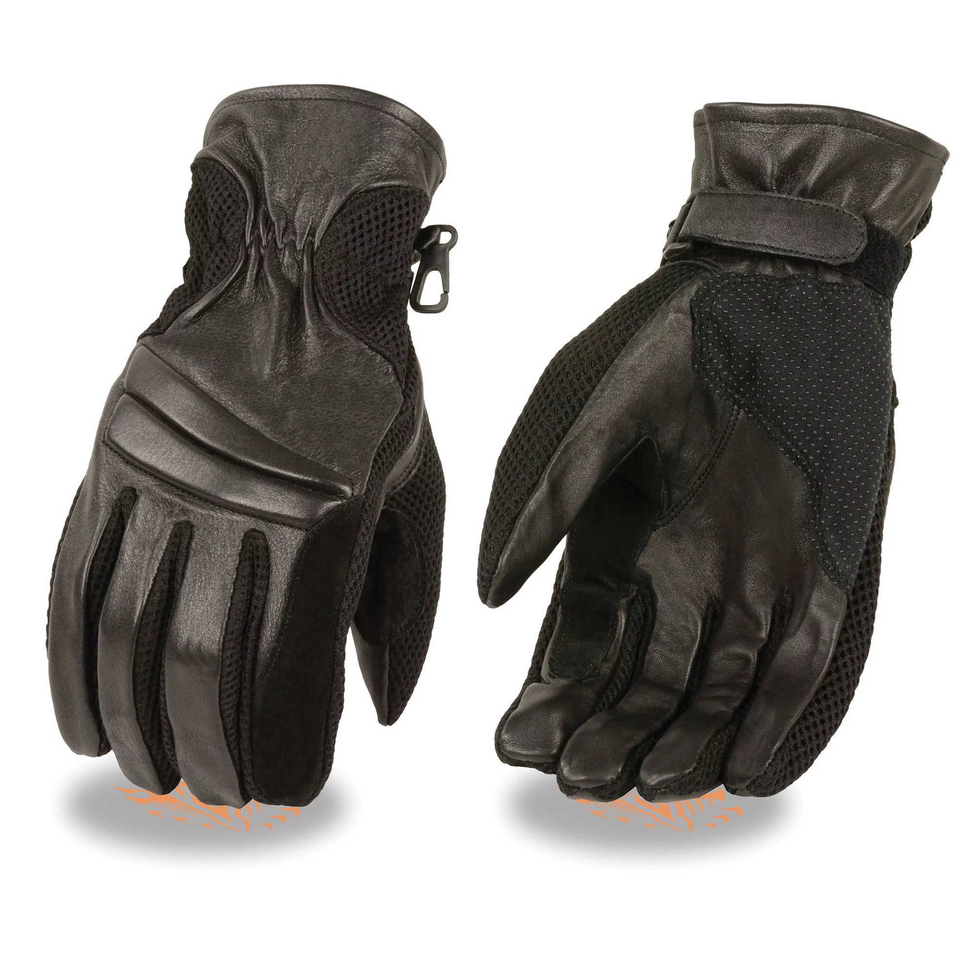 Xelement XG296 Men's Black Summer Leather and Mesh Racing Gloves 2X-Large