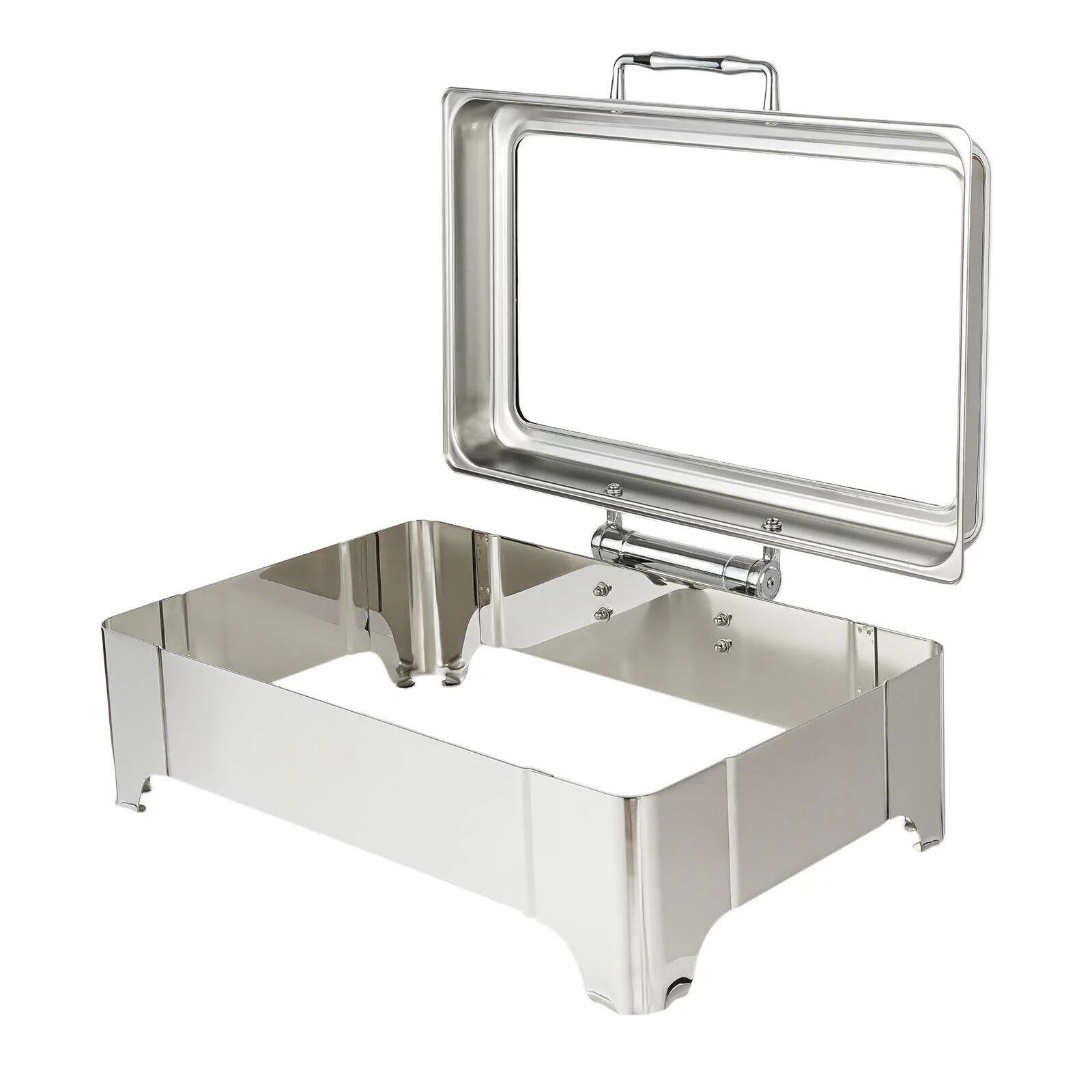 Oukaning 9.5qt Commercial Chafing Dish Buffet Set Stainless Steel Chaffing Server Set with Glass Lid 35-80℃ Adjustable Temperature