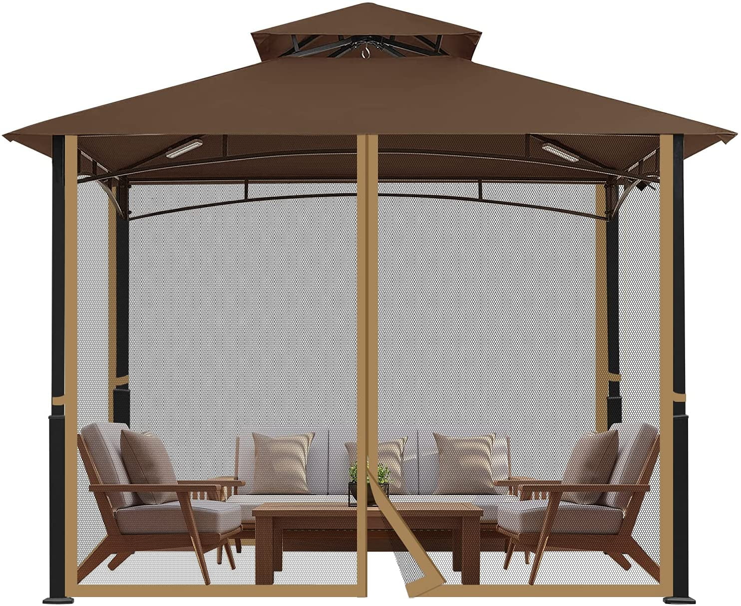 Aoodor Gazebo Netting Screen Replacement Universal 4-Panel Sidewalls 10' x 10' (Only Netting) 4.62 lb