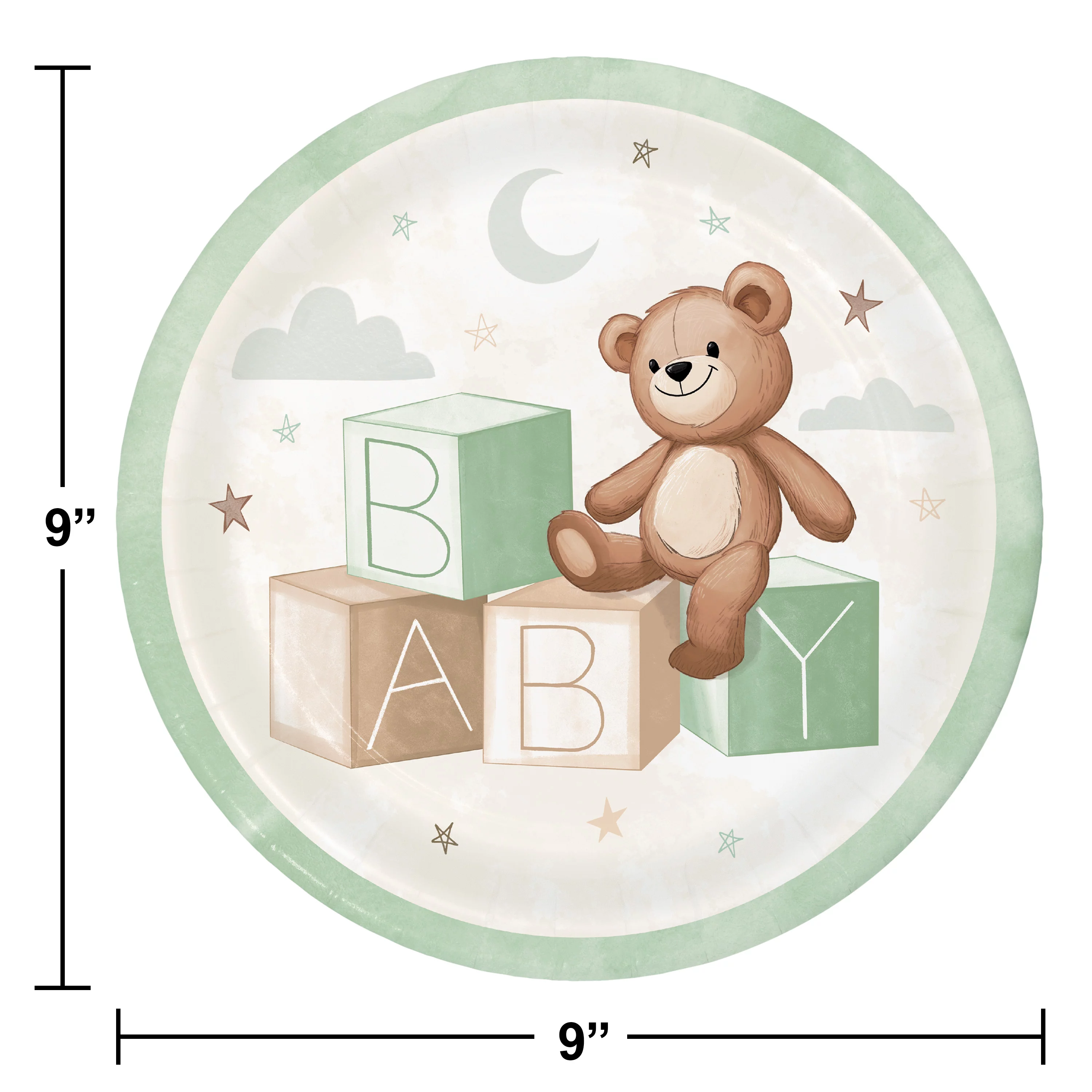 Teddy Bear Baby Shower Plates and Napkins, Serves 16