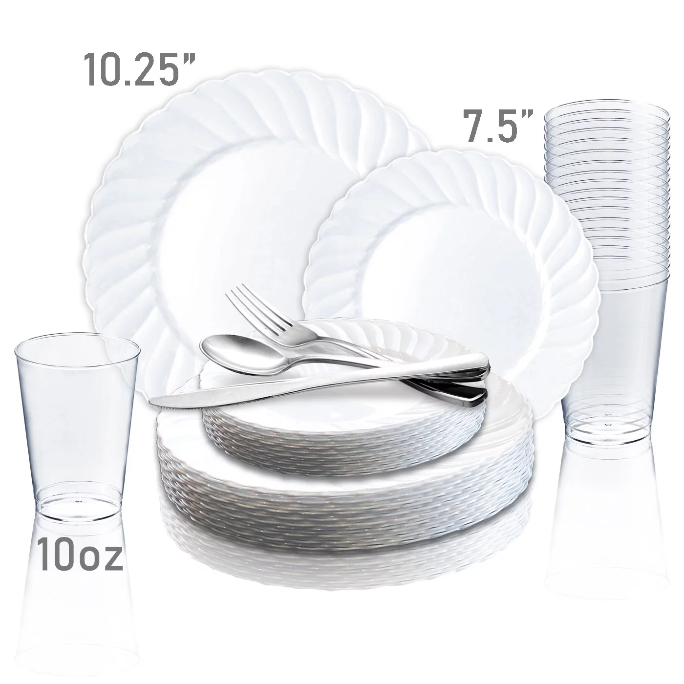 Smarty White Classic Flair Disposable Plastic Wedding Value Set (36 Guests)