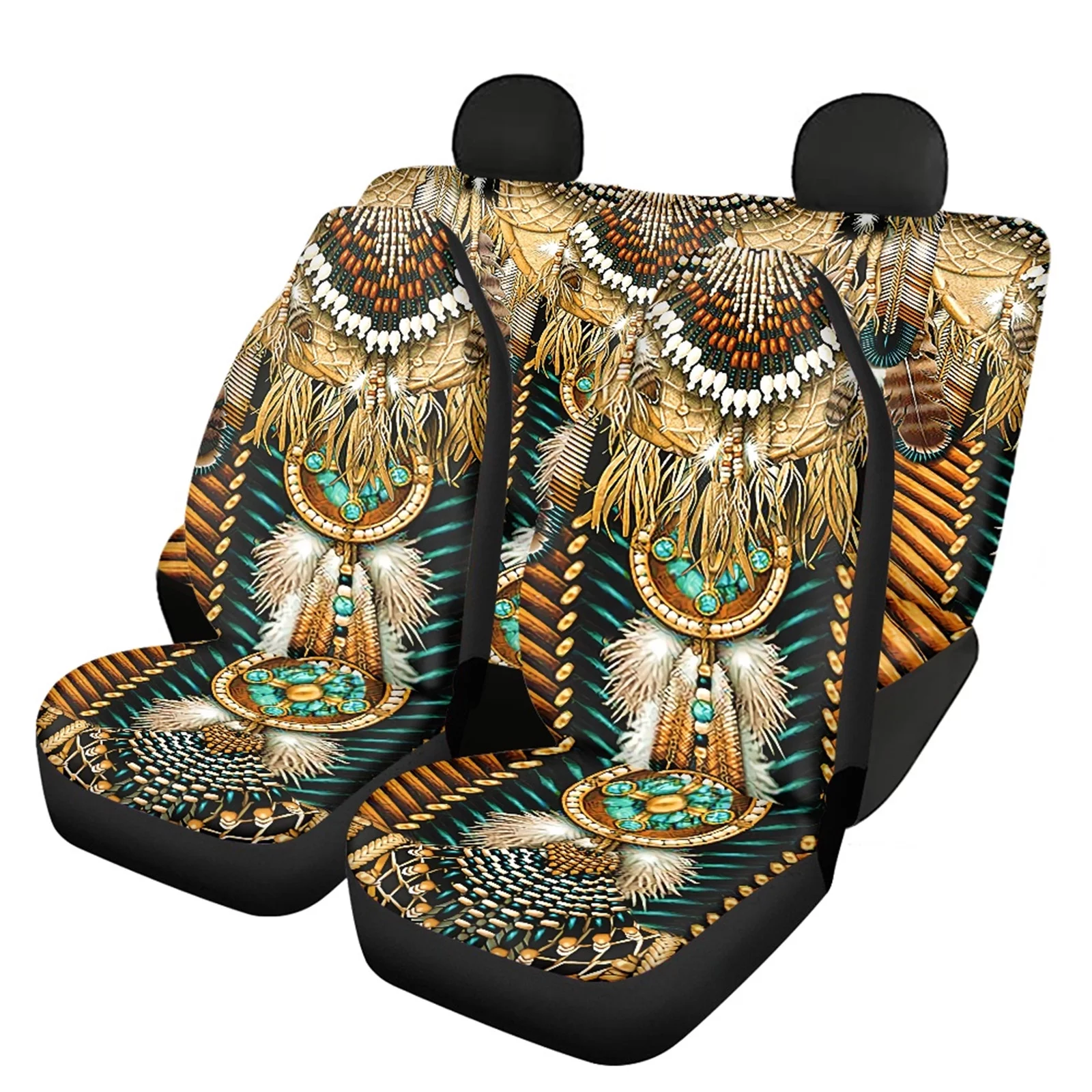 Xoenoiee Car Seat Covers, Front Seats and Rear Split Bench Seat Cover, Seat Protectors Interior Covers for Cars - American Native Indian Tirbal