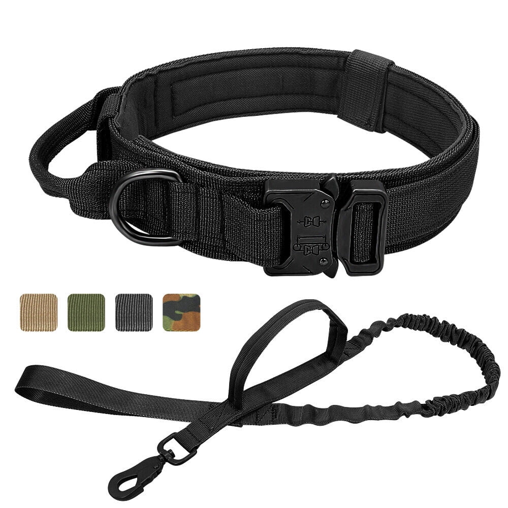 Tactical Dog Collar Leash - Nylon, Military-Style Adjustable Training & Traffic