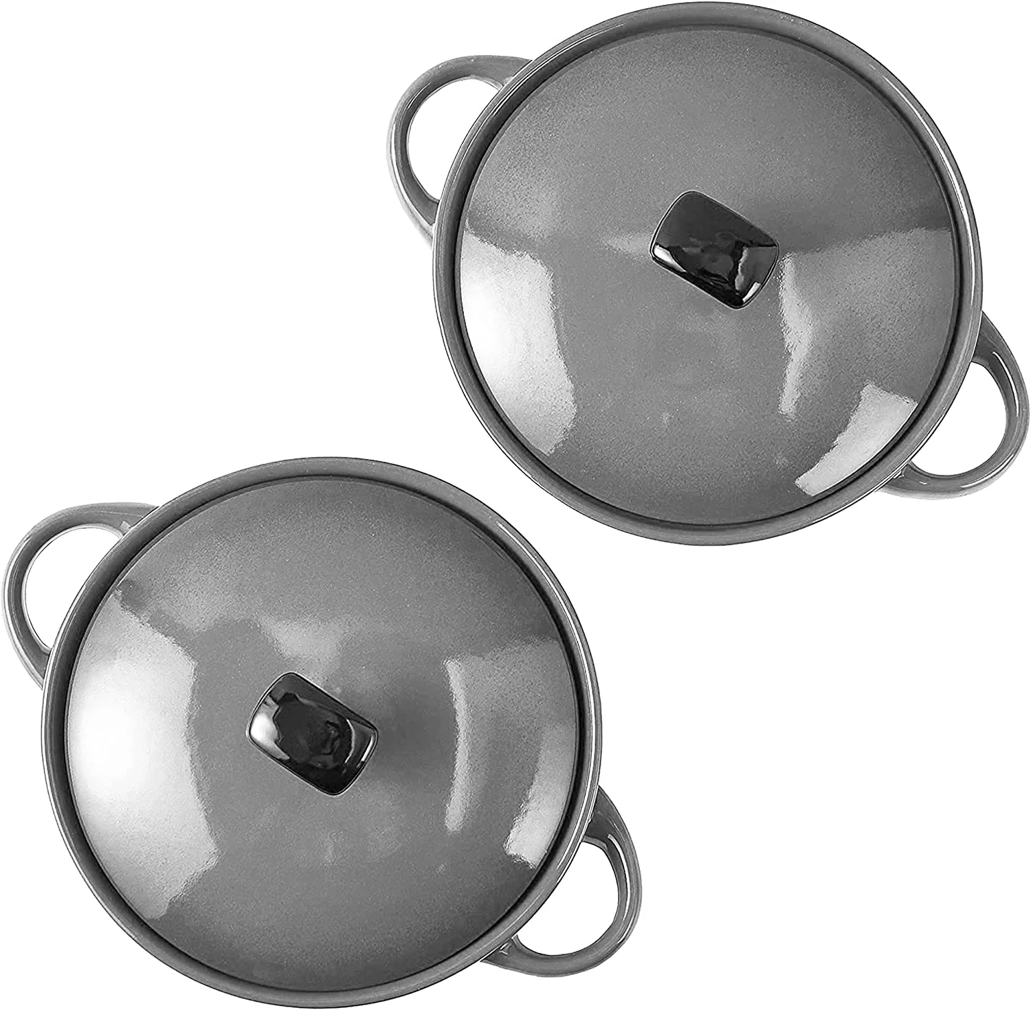 Bruntmor Bake Serve Ceramic Soup Bowls With Handles And Lids - 20 Ounce Set