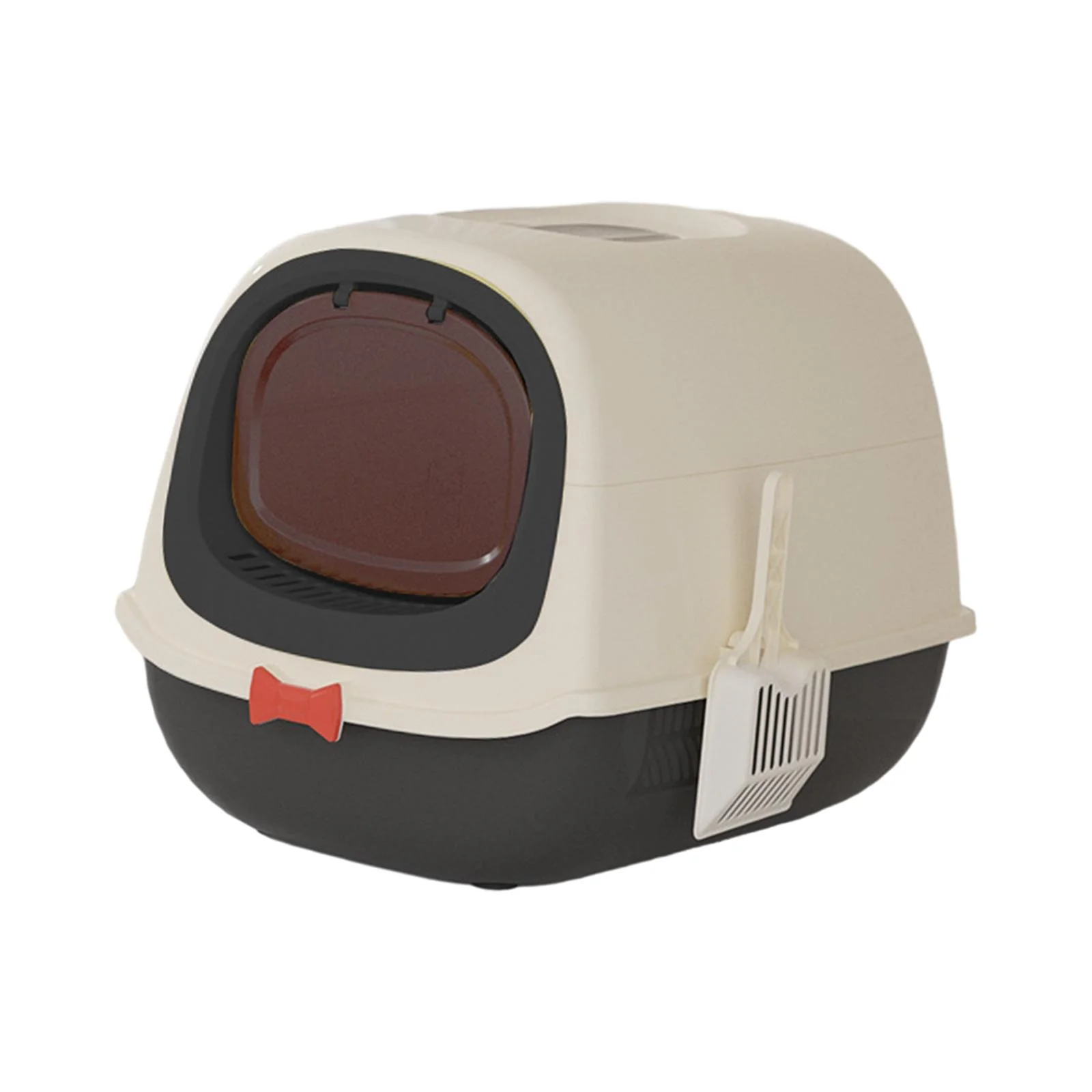 Toysmith Cat with Hood Sealed And Covered Cat Odorless for Indoor Cats Large Removable Cat Litter Kitty Litter Tray black