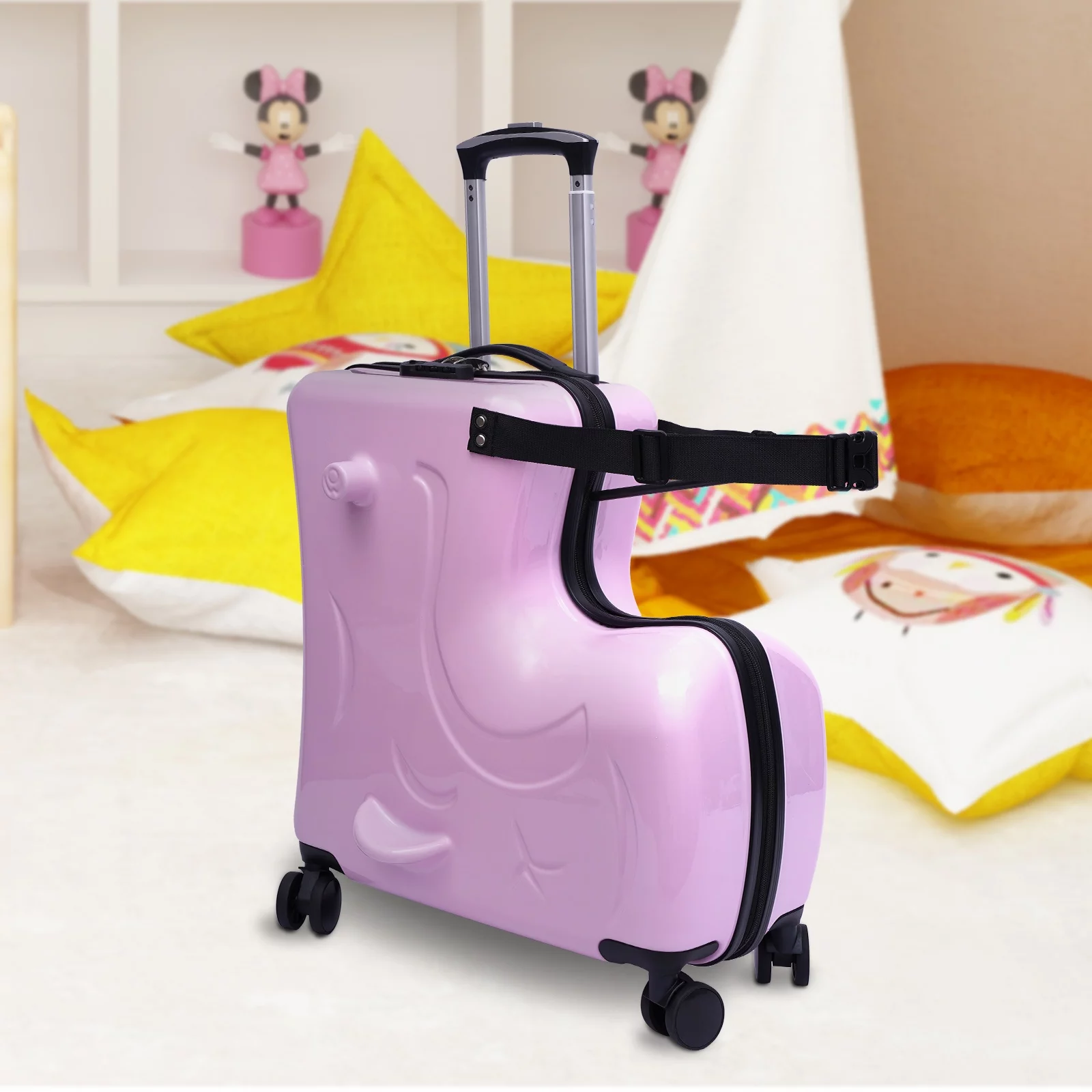 TFCFL Travel Suitcase with Spinner Wheels Children Thickening Trolley Case Unisex Pink 19.69