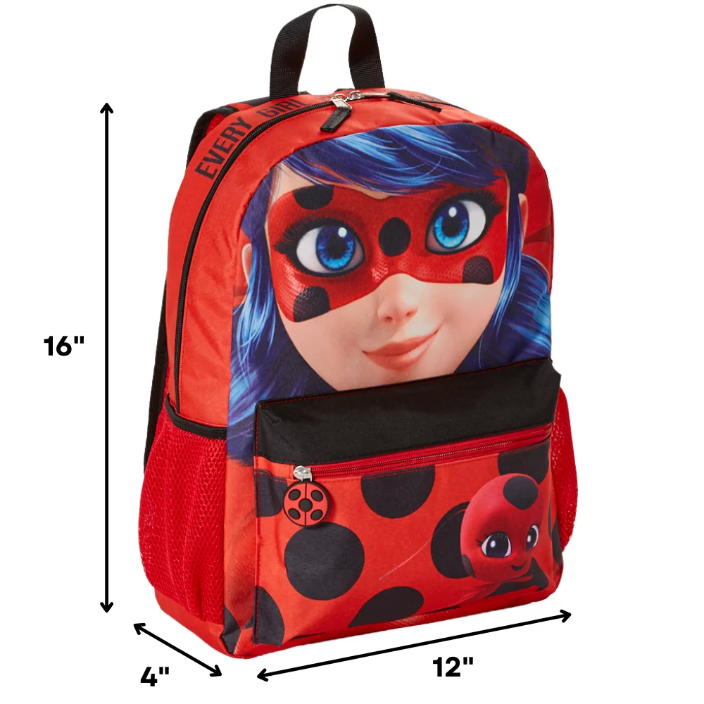 Miraculous Ladybug Girls Backpack Red Ladybug School Bag 16 inch