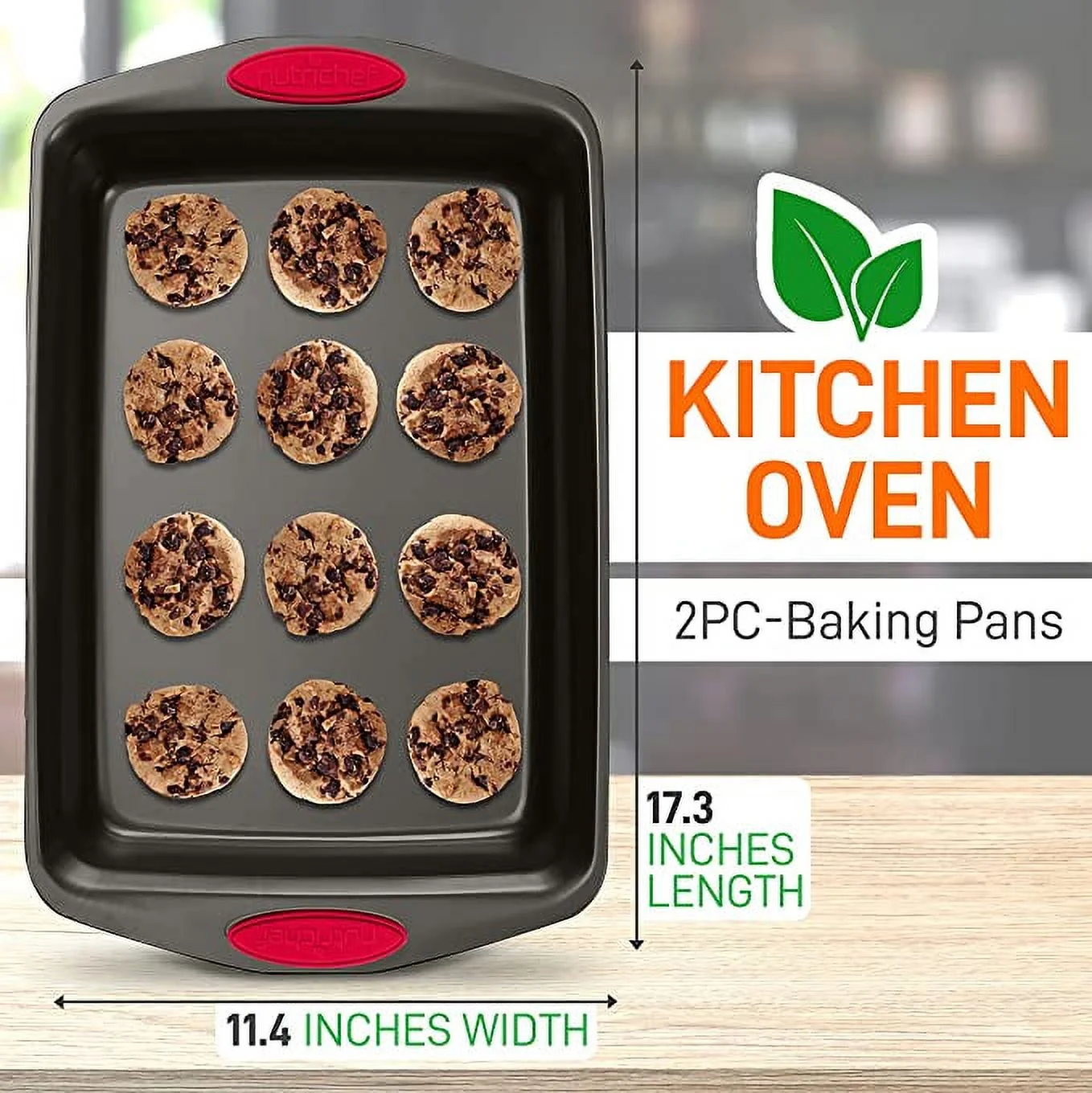 NutriChef 2-Piece Flexible Nonstick Black Coating Carbon Steel Baking Pan Set