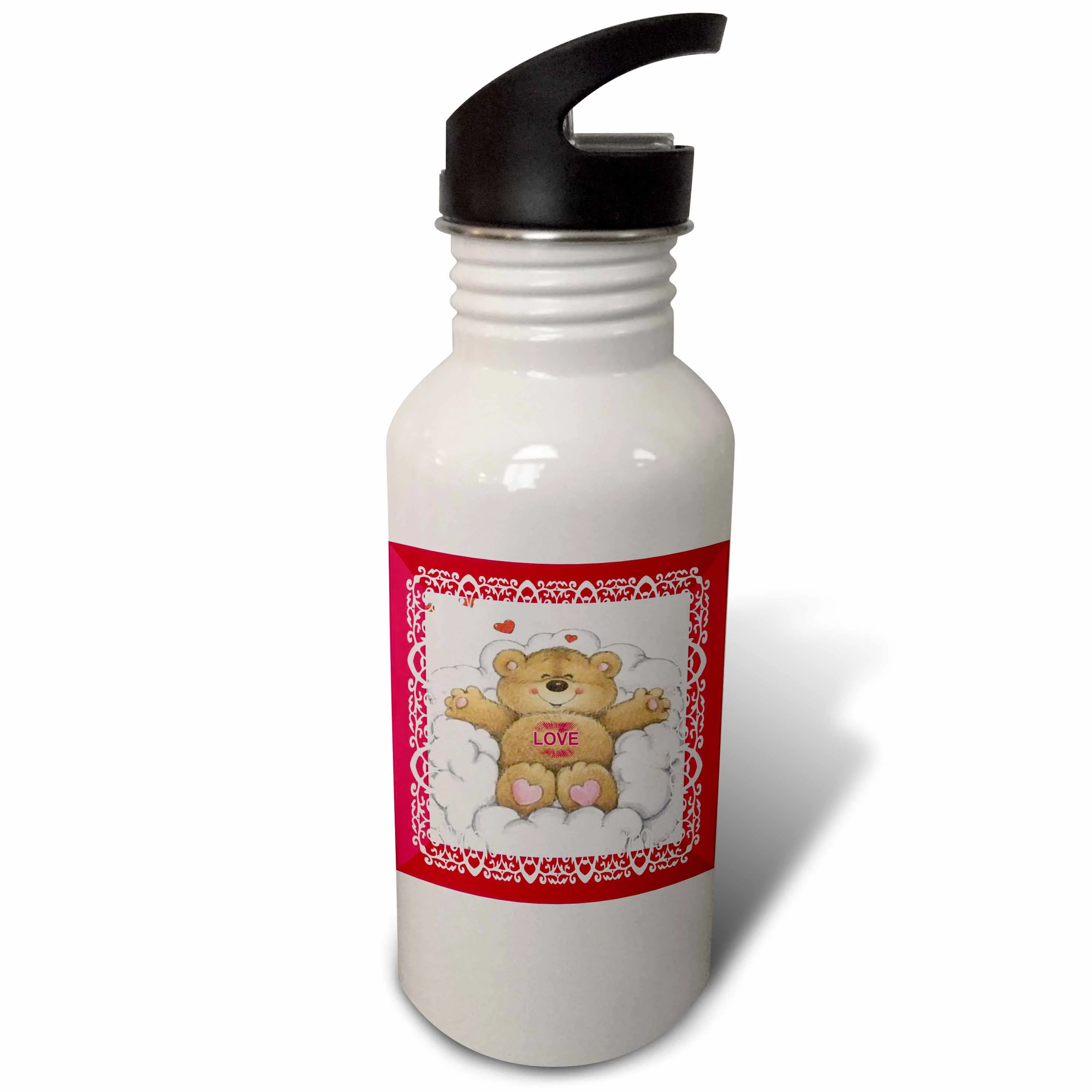 Adorable love teddy bear on a cloud looking for a home and a hug 21 oz Sports Water Bottle wb-55920-1
