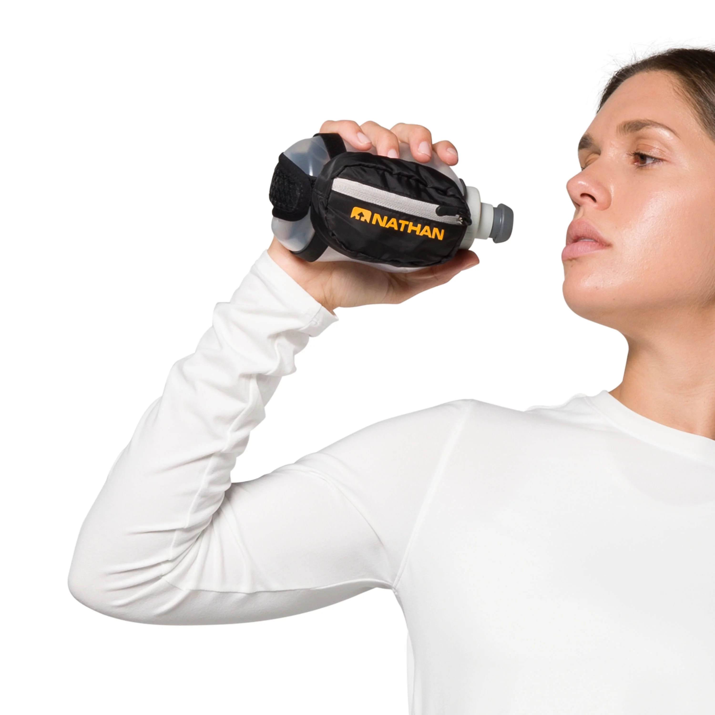 Nathan 12oz Handheld Black/Marigold OSFA