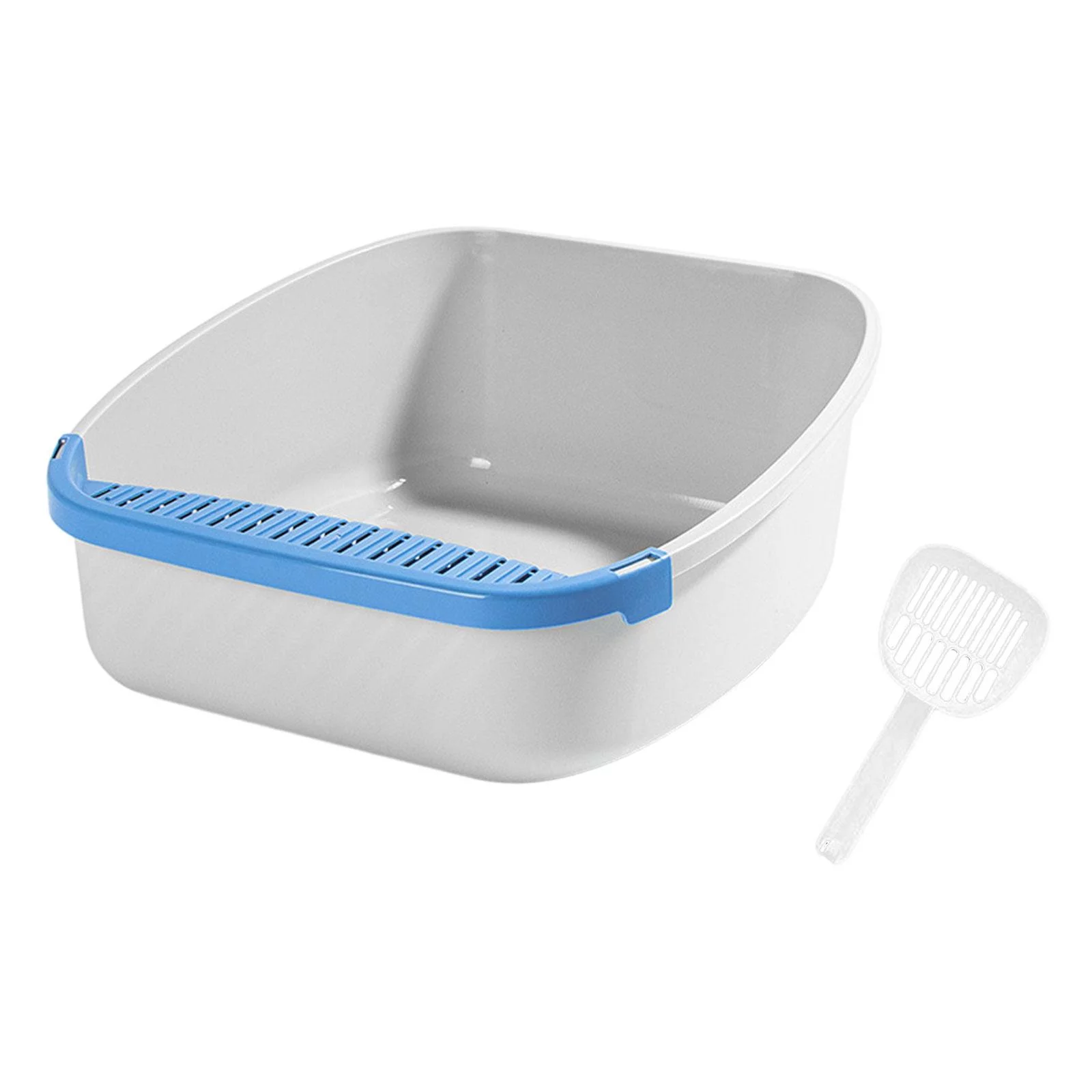 Cat Litter Box Easy Cleaning Durable Pet Litter Tray for Rabbit Bunny Gray