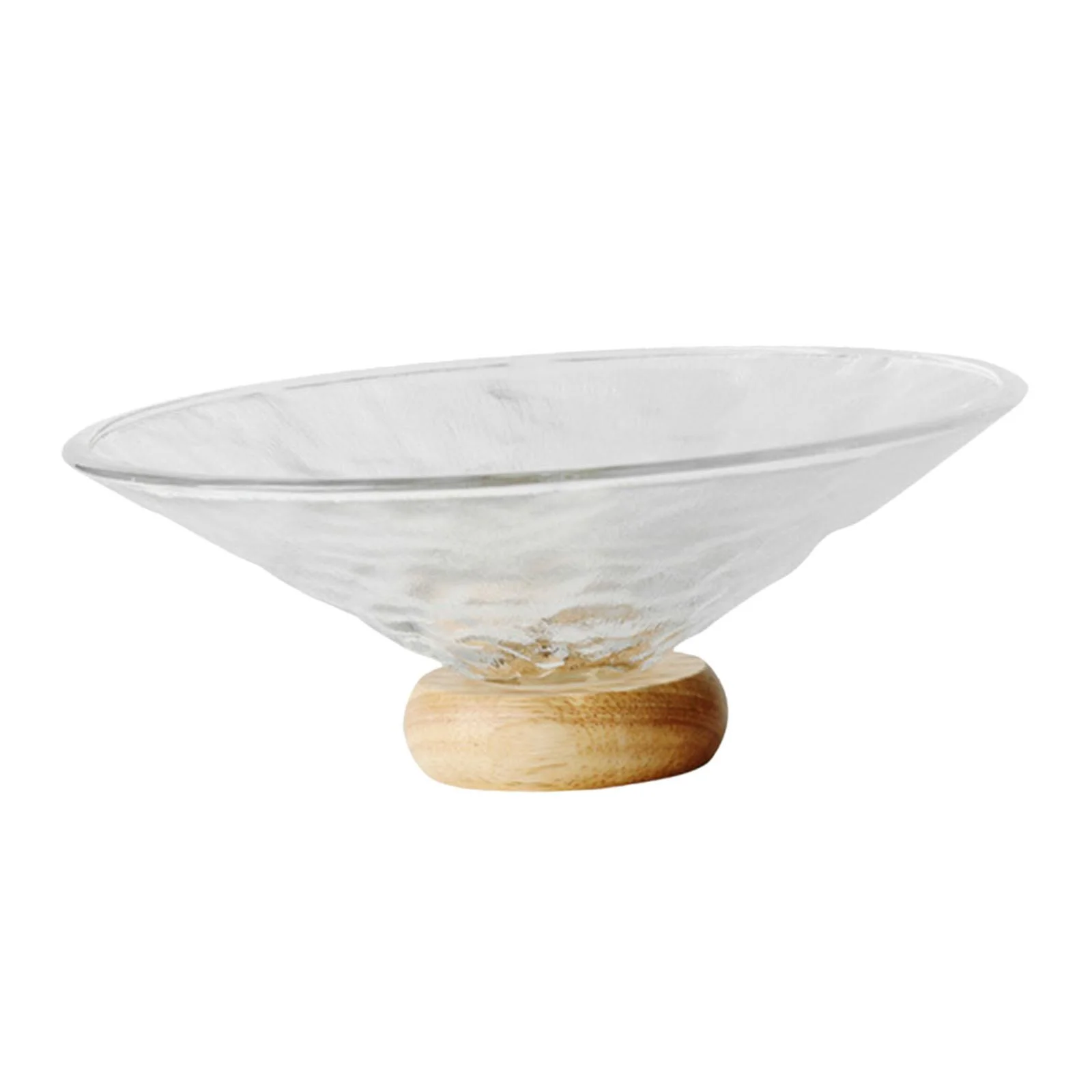 perfk Decorative Pedestal Bowl Kitchen Countertop with Wood Base Fruit Dish Holder water