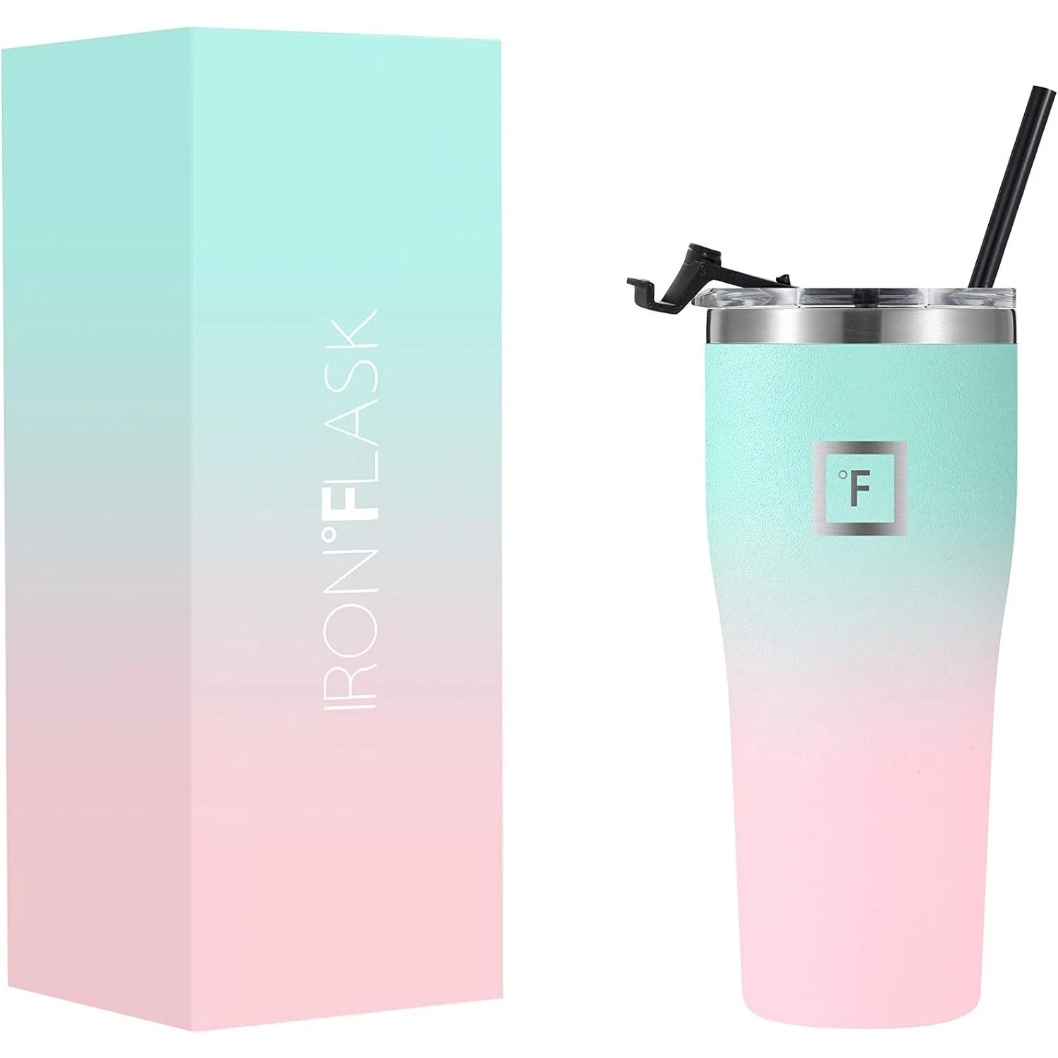 IRON FLASK Insulated Rover Tumbler and Lid & Straw Leak Proof & Stainless Steel Bottle for Hot & Cold Drinks, Bubble Gum, 24 Ounces