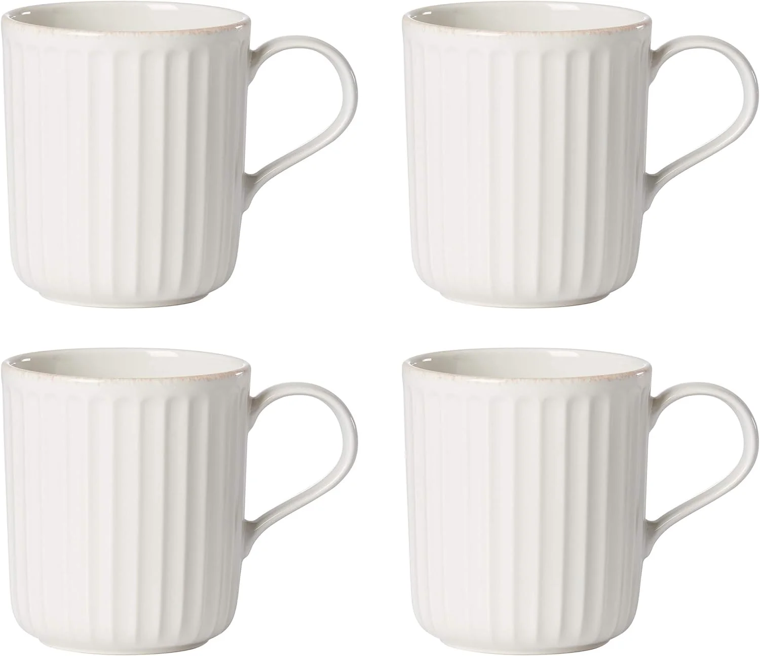 French Perle Scallop 4-Piece Mug Set, 4 Count (Pack Of 1)