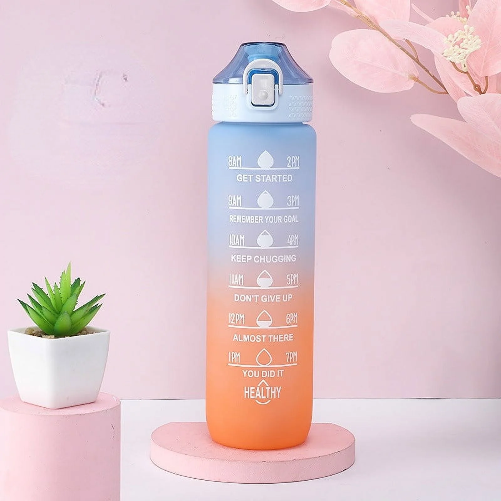 32oz Water Bottle with Straw & Motivational Time Marker, Leakproof BPA Free ,Ensure You Drink Enough Water Throughout The Day for Fitness and Outdoor Enthusiasts