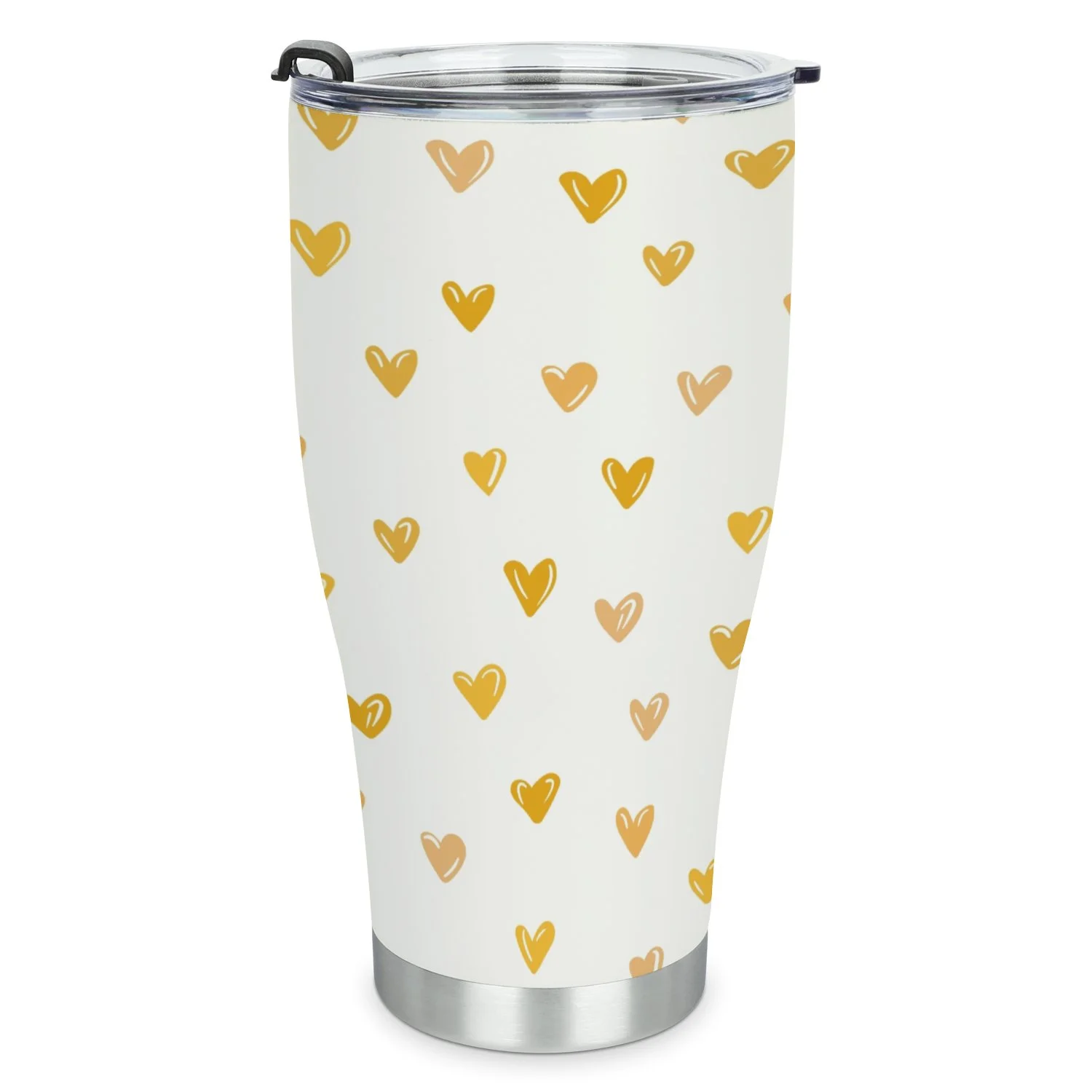 Hidove Stainless Steel Tumbler, Seamless Pattern with Orange Hearts 30oz Leak Proof & Stainless Steel Bottle for Hot & Cold Drinks - Coffee Travel Mug, Water Metal Canteen, Thermal Cup