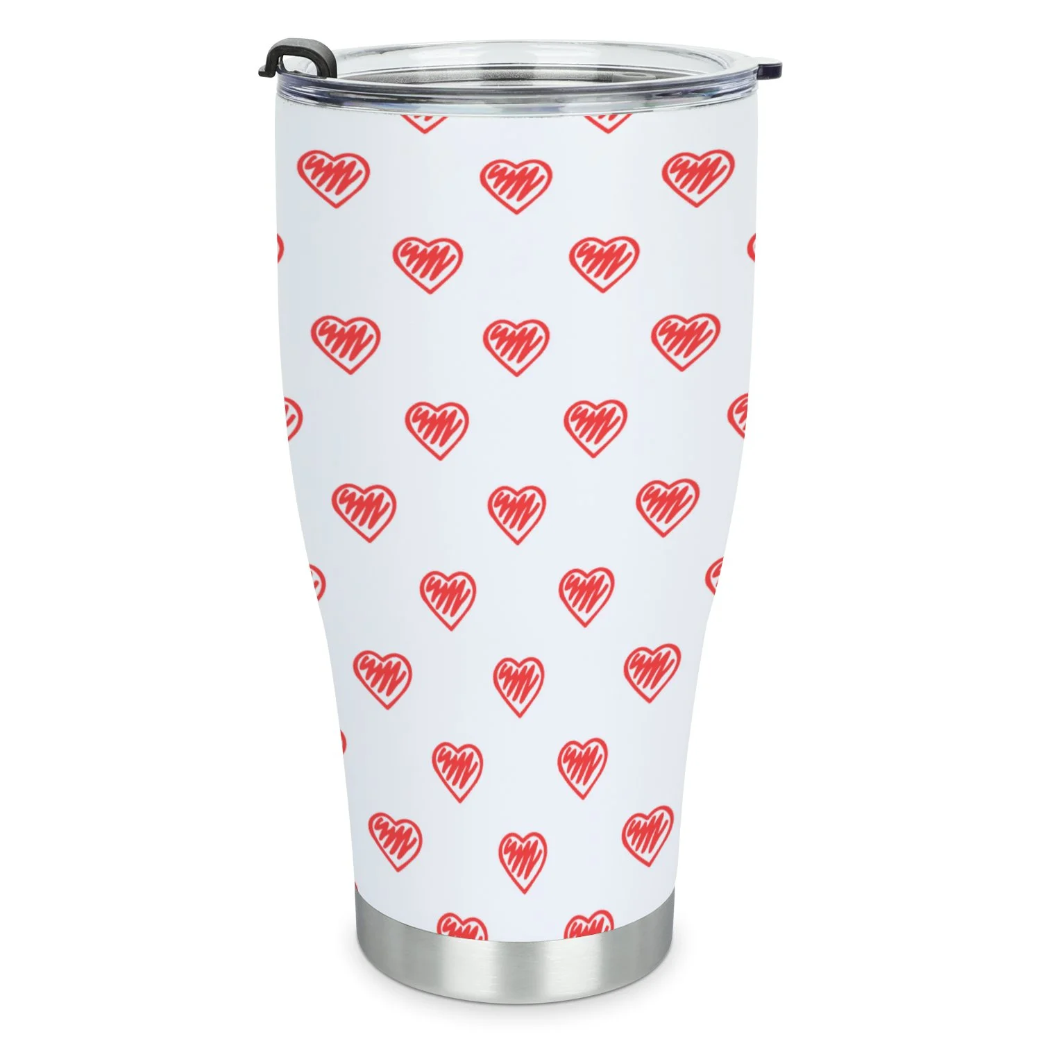Hidove Stainless Steel Tumbler, Heart Pattern Isolated on White Background 30oz Leak Proof & Stainless Steel Bottle for Hot & Cold Drinks - Coffee Travel Mug, Water Metal Canteen, Thermal Cup