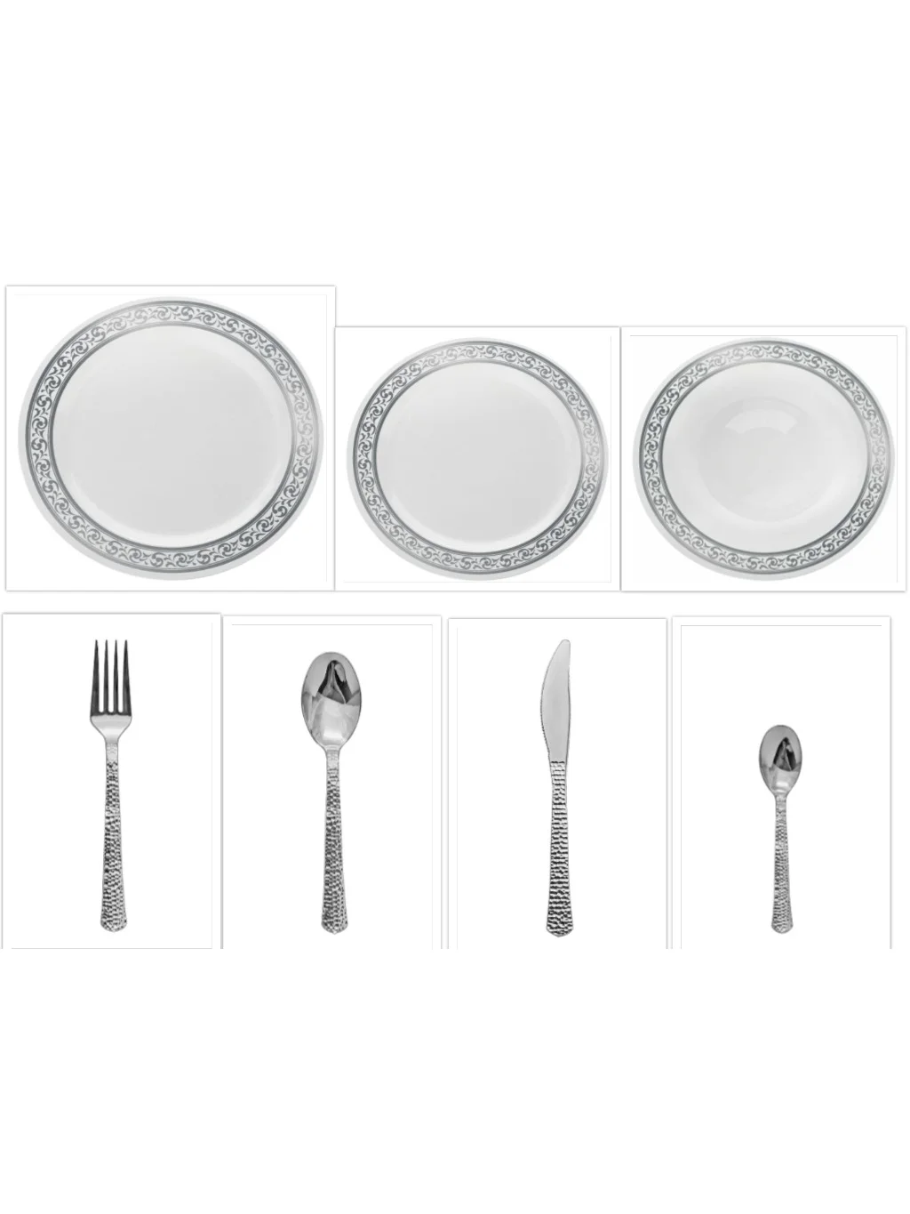 Decorline White w/Silver Rim China-Like 9