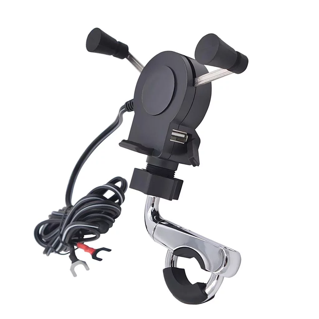 360  degree Rotatable Mobile Phone Holder Clamp Fit For Motorcycles Handlebar Holder With Built-in USB Port