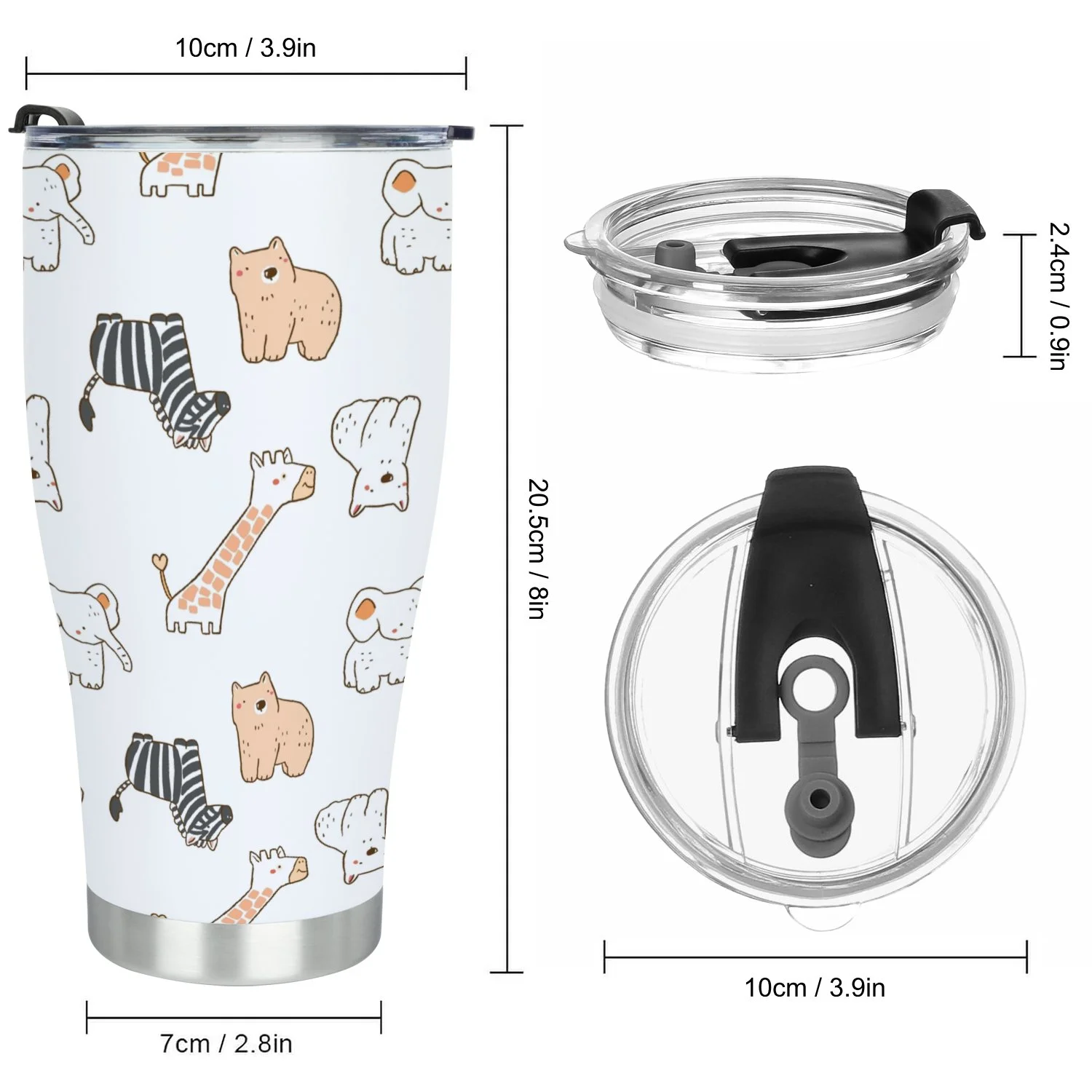 Hidove Stainless Steel Tumbler, Seamless Pattern with Cartoon Bear 30oz Leak Proof & Stainless Steel Bottle for Hot & Cold Drinks - Coffee Travel Mug, Water Metal Canteen, Thermal Cup