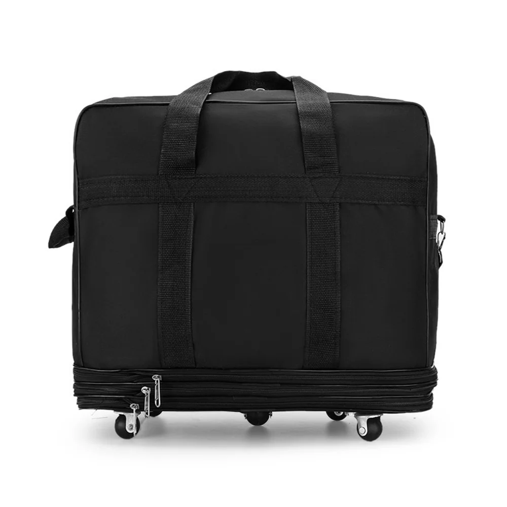 Anself Expandable Waterproof Foldable Suitcase,Collapsible Travel Luggage Bag with Wheels,Black,35.4 * 19.7 * 11.8in