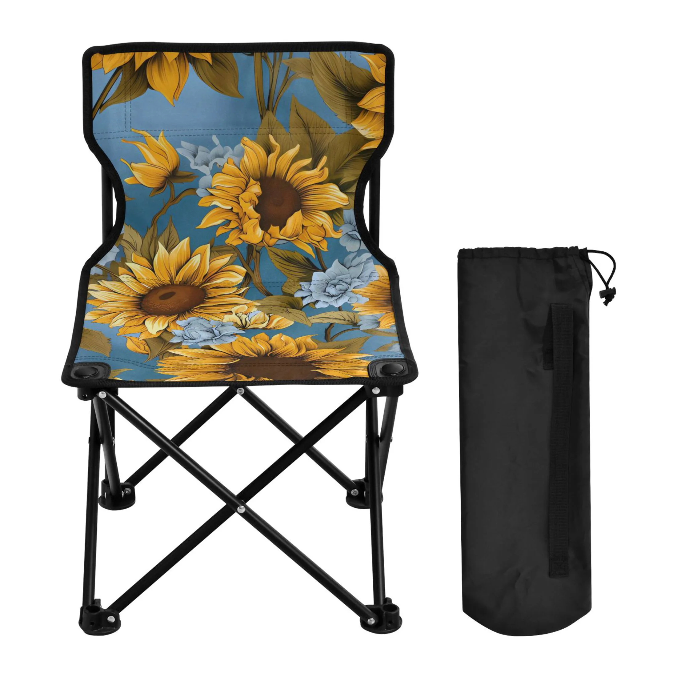 Sunflowers Portable Camping Chair Outdoor Folding Beach Chair Fishing Chair Lawn Chair with Carry Bag Support to 220LBS