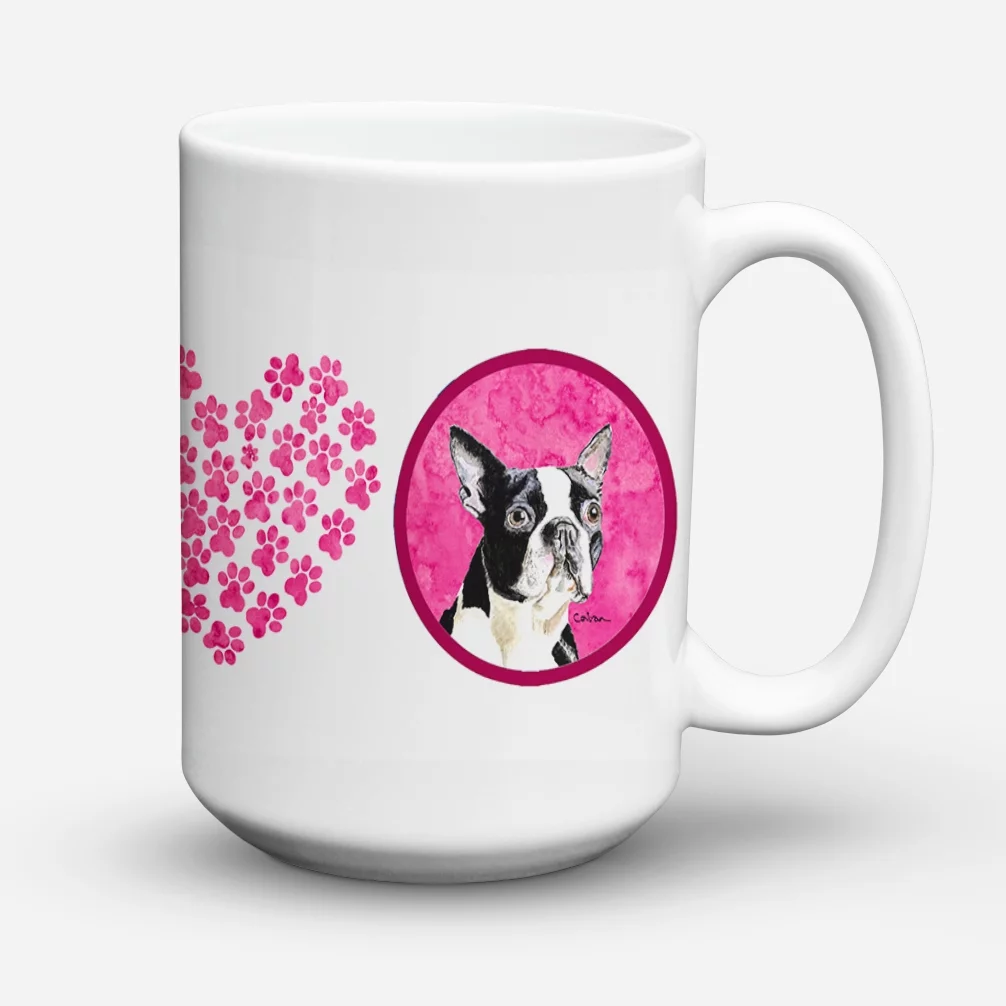 Carolines Treasures SC9140PK-CM15 Boston Terrier Dishwasher Safe Microwavable Ceramic Coffee Mug 15 ounce, 15 ounce,