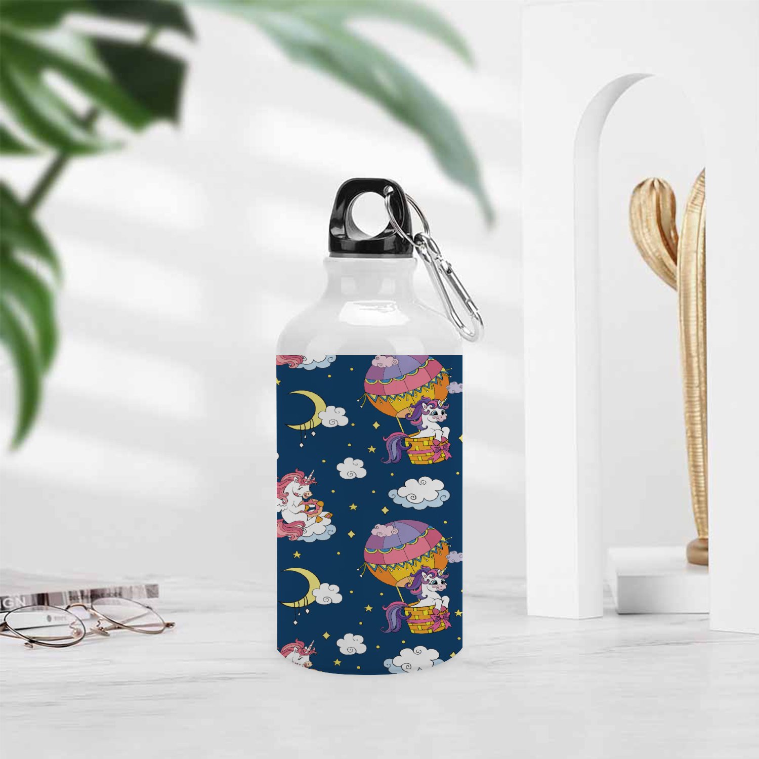 GZHJMY Sports Water Bottles, Cute Cartoon Unicorn Balloon Large Capacity Aluminium Portable Leakproof Lightweight Drink Bottles for Fitness and Outdoor Enthusiasts