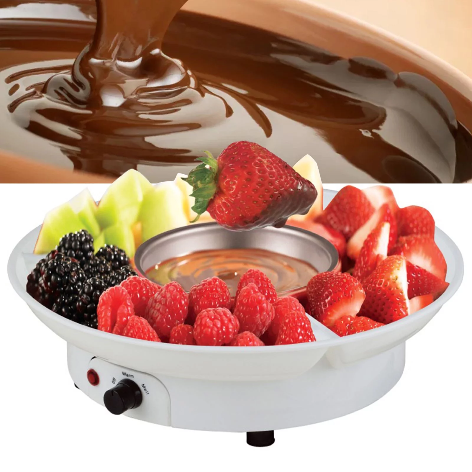 Electric Chocolate Fondue Maker Cheese Chocolate Melting Pot with 10-Fork 110V