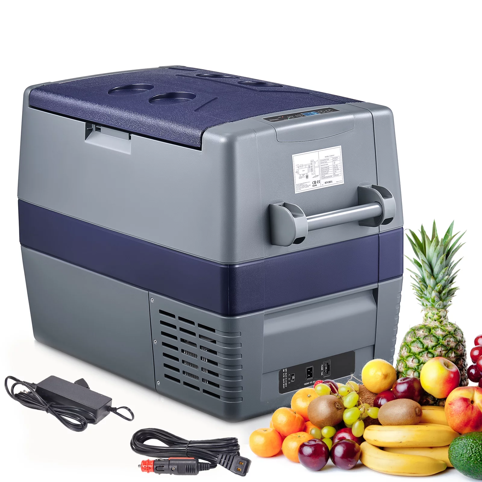 Nahomy Portable Refrigerator, 63 Quart(60 L) Car Refrigerator, -4℉ to 50℉,12/24V DC and 100-240V AC, Retro Aluminum Portable Freezer Fridge Cooler, for Car, RV, Camping and Home Use