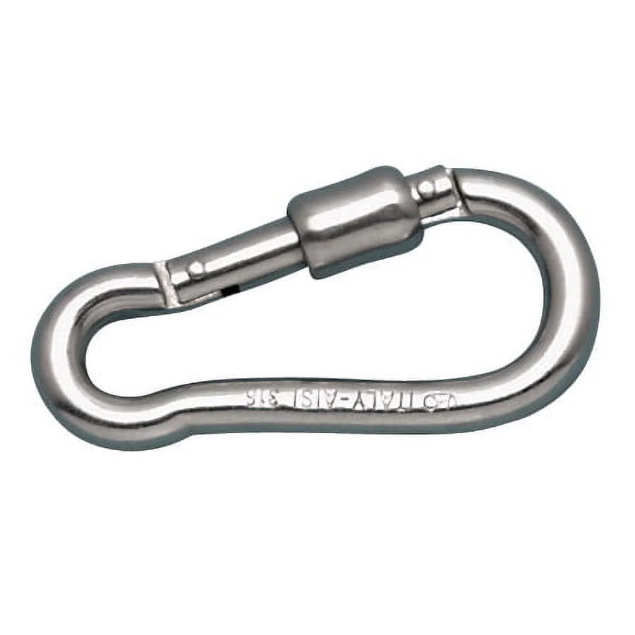 STAINLESS EXT CARABINER CLIP - SLIDE LOCK, 3/8
