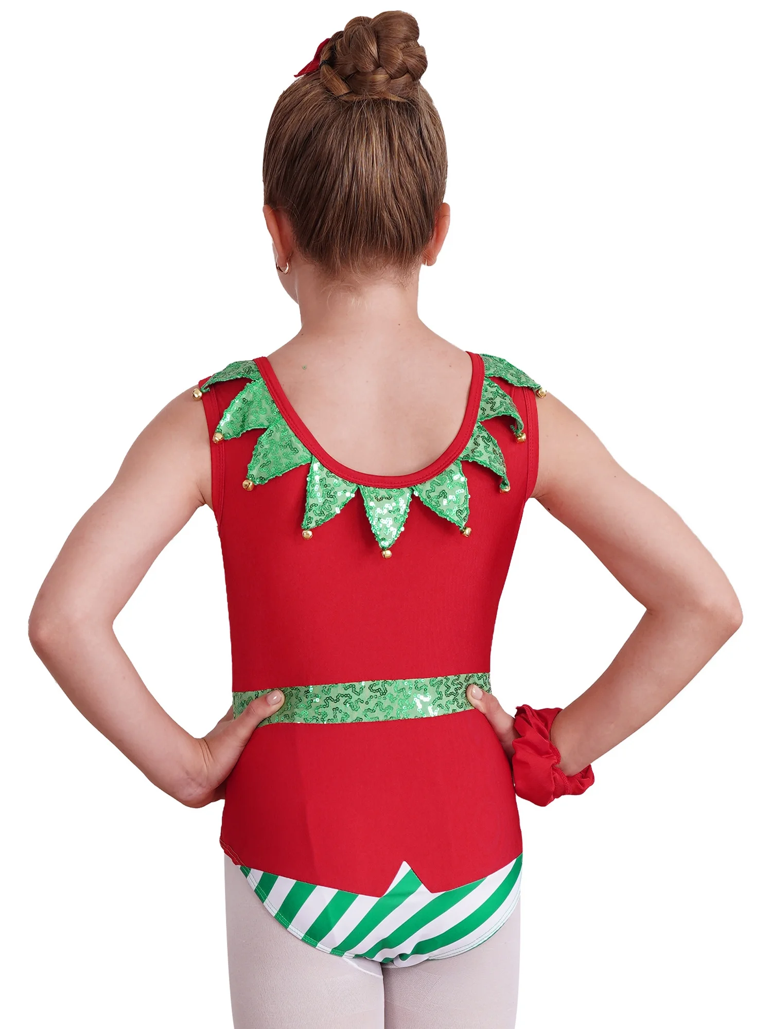 iiniim Christmas Gymnastic Leotards for Girl Sleeveless Athletic Dance Bodysuit Headband Outfit Size 4-14 A Red 6