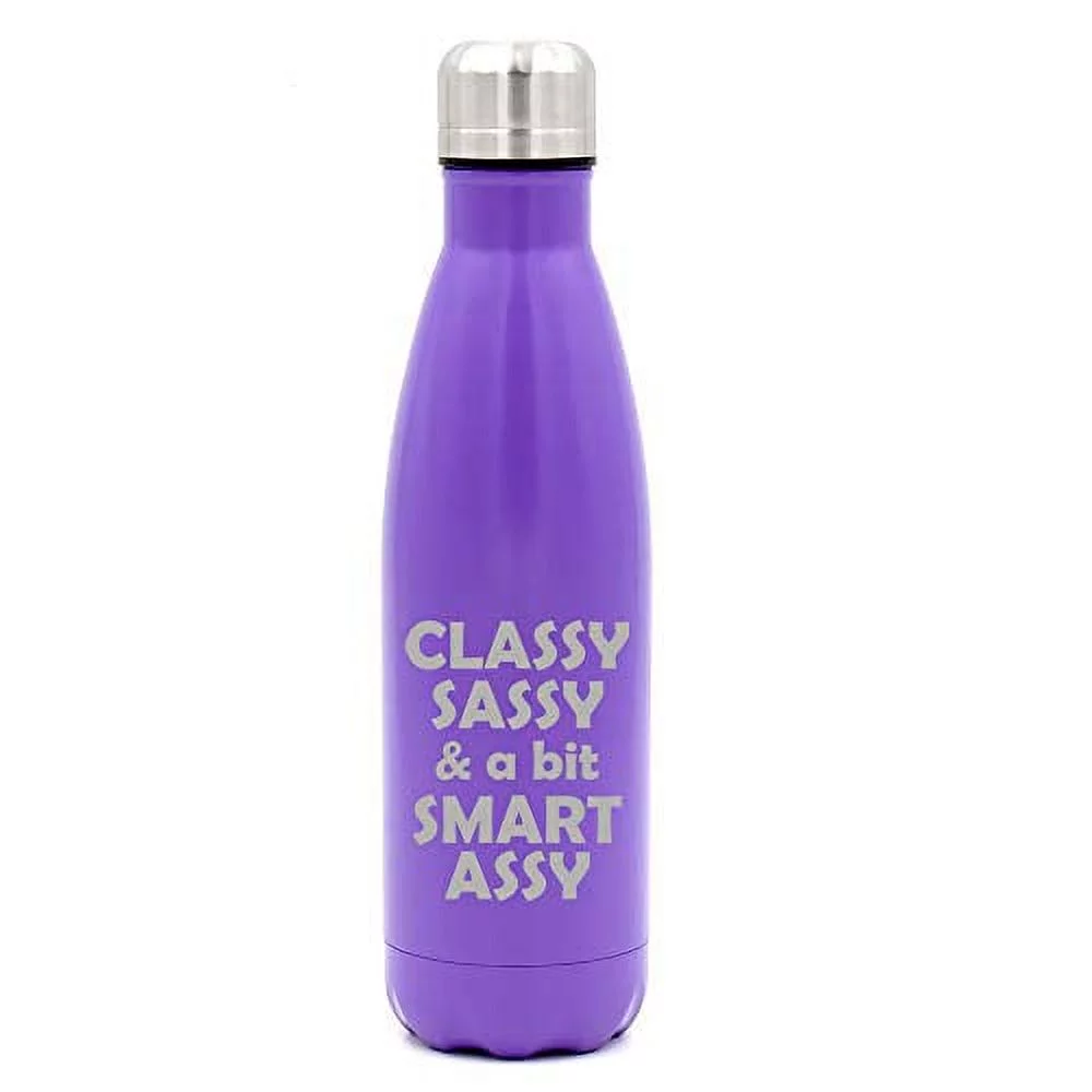 MIP Brand 17 oz. Double Wall Vacuum Insulated Stainless Steel Water Bottle Travel Mug Cup Classy Sassy and A Bit Smart Assy (Purple)